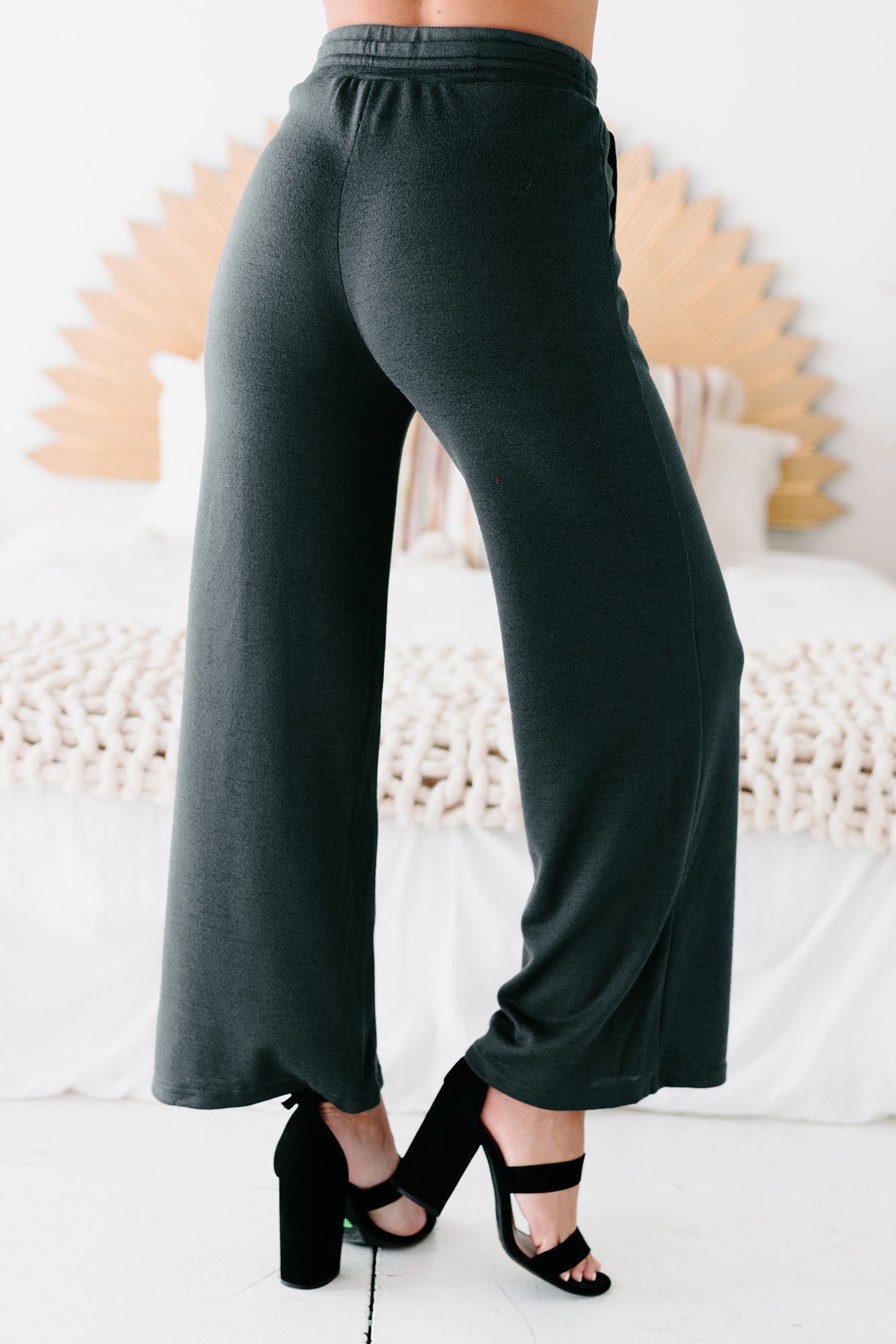 Wave Of Calm Knit Crop Top & Pants Set (Navy)-The Formal Wear