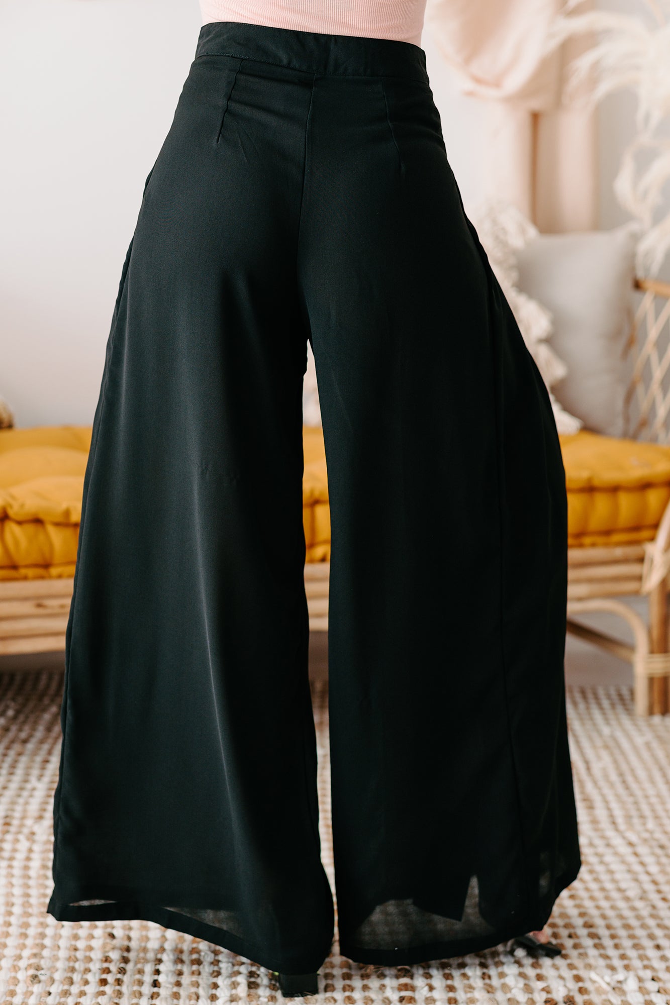 Conference Call High Rise Pleated Wide Leg Pants (Black)-The Formal Wear