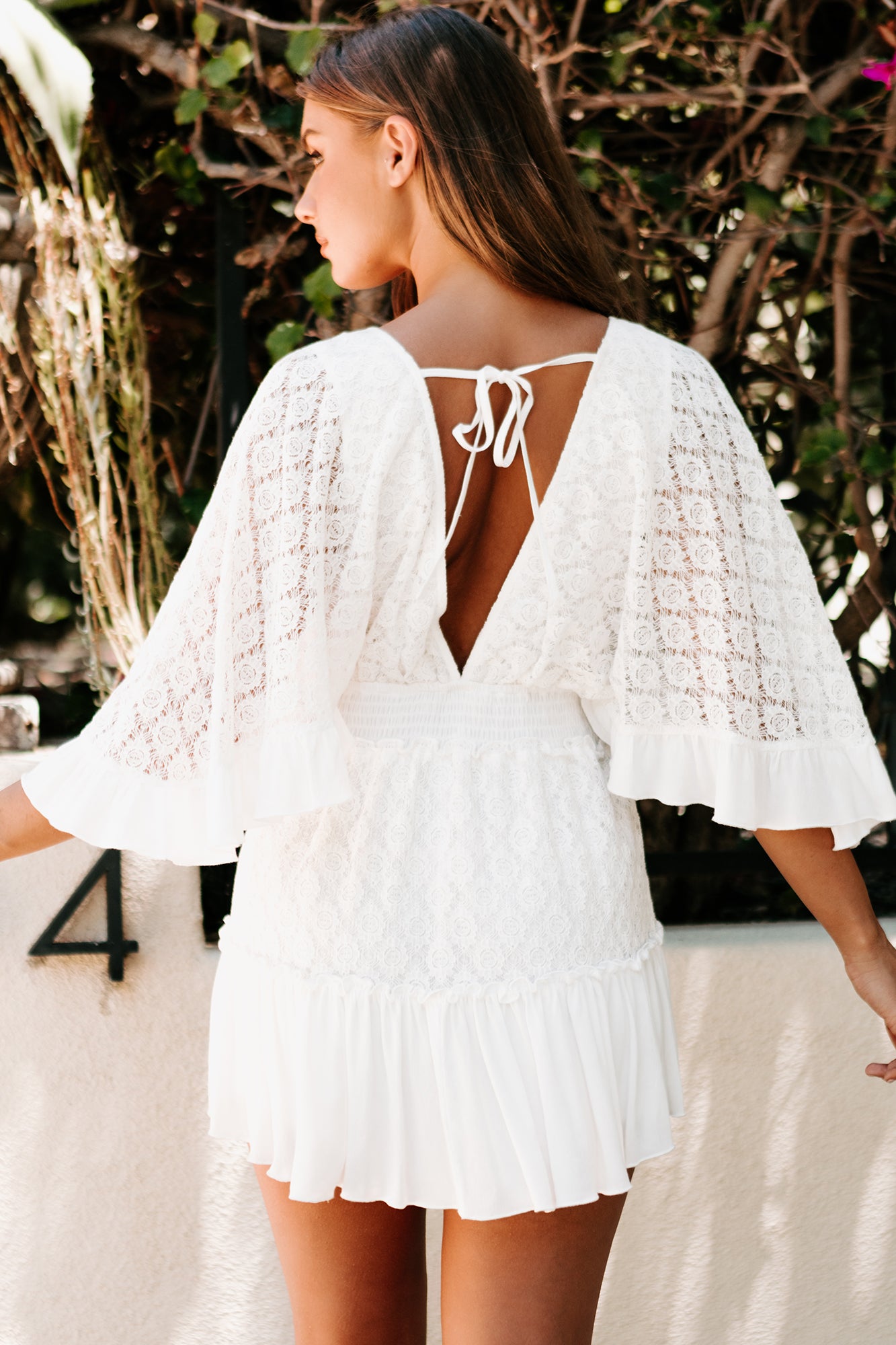City Of Angels Surplice Lace Romper (White)-The Formal Wear