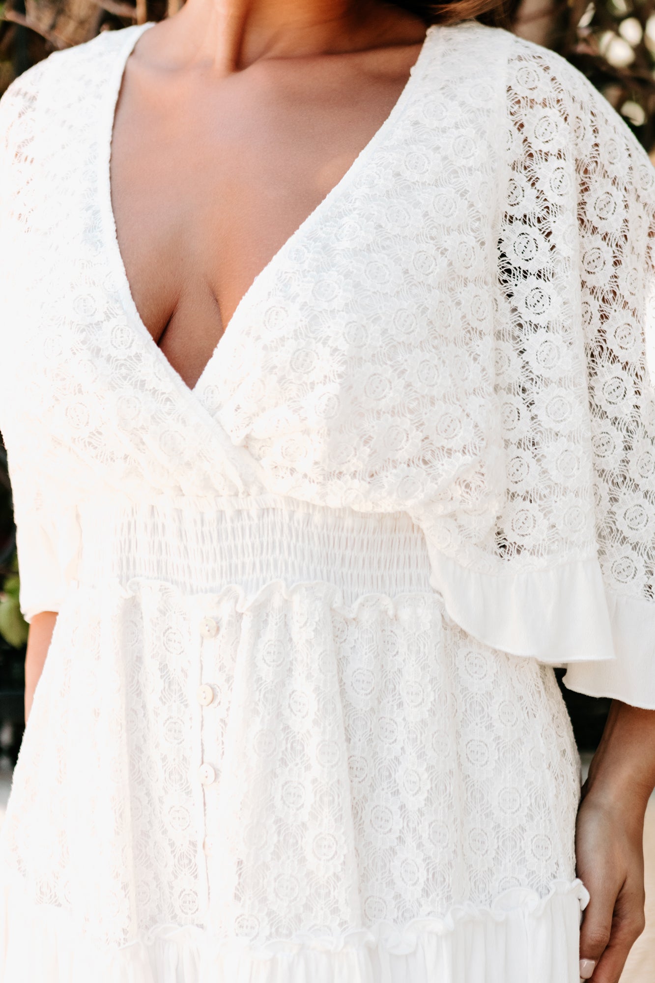 City Of Angels Surplice Lace Romper (White)-The Formal Wear