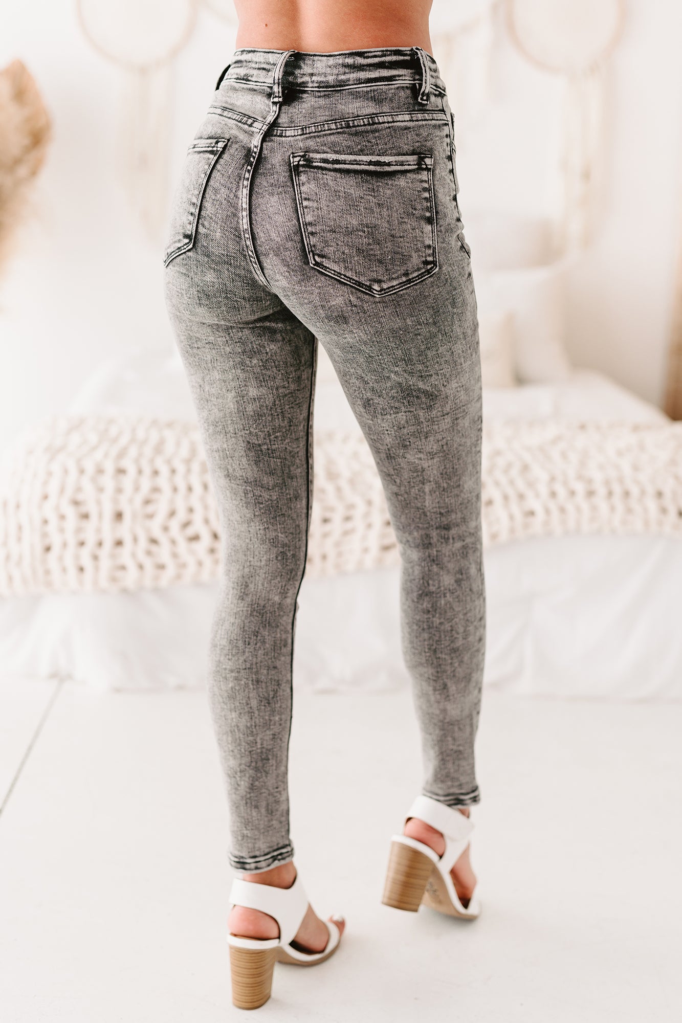 Malin Flying Monkey Acid Wash High Rise Skinny Jeans (Grey)-The Formal Wear