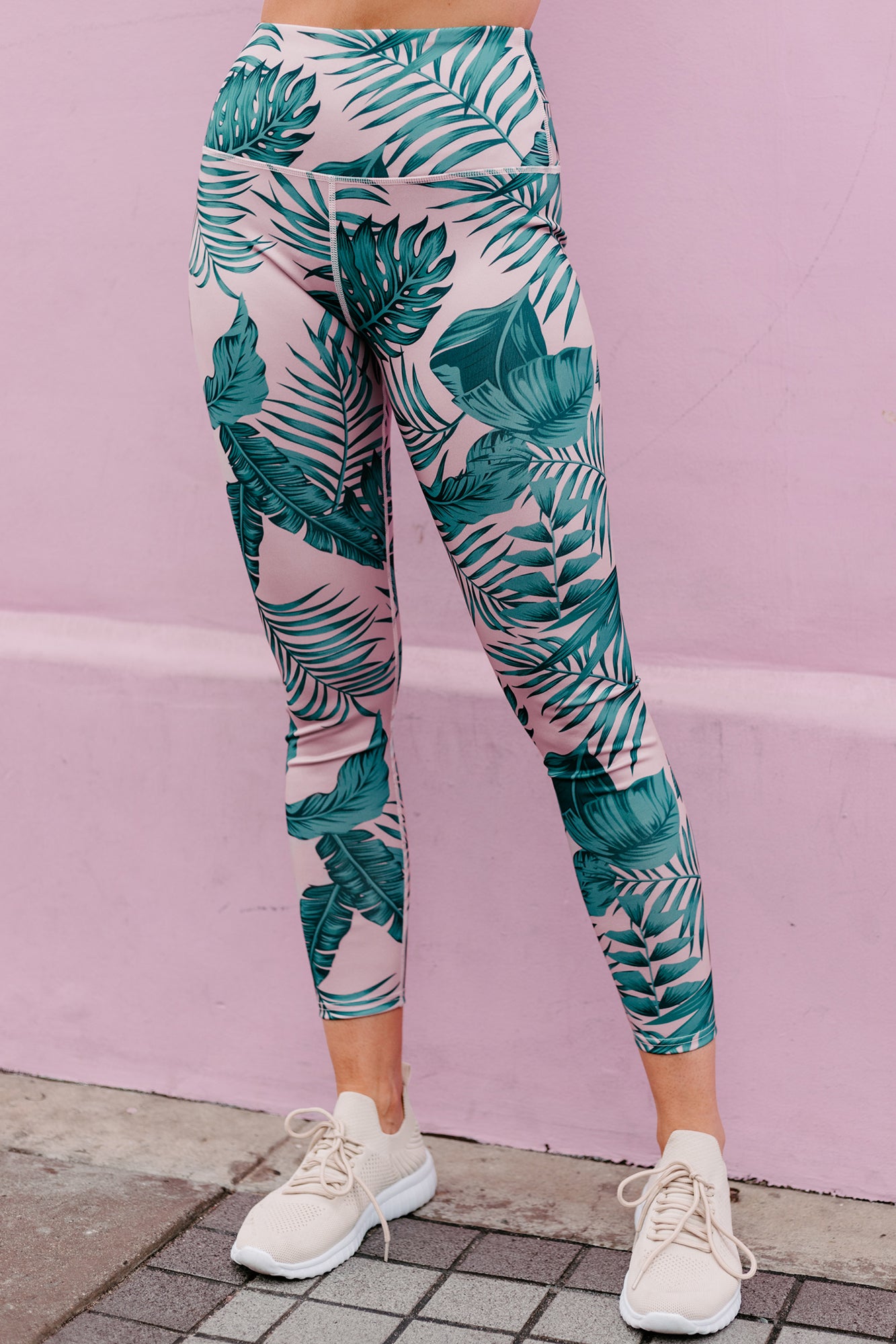 Morning Runs Palm Print Cut-Out Activewear Set (Tropical Print)-The Formal Wear