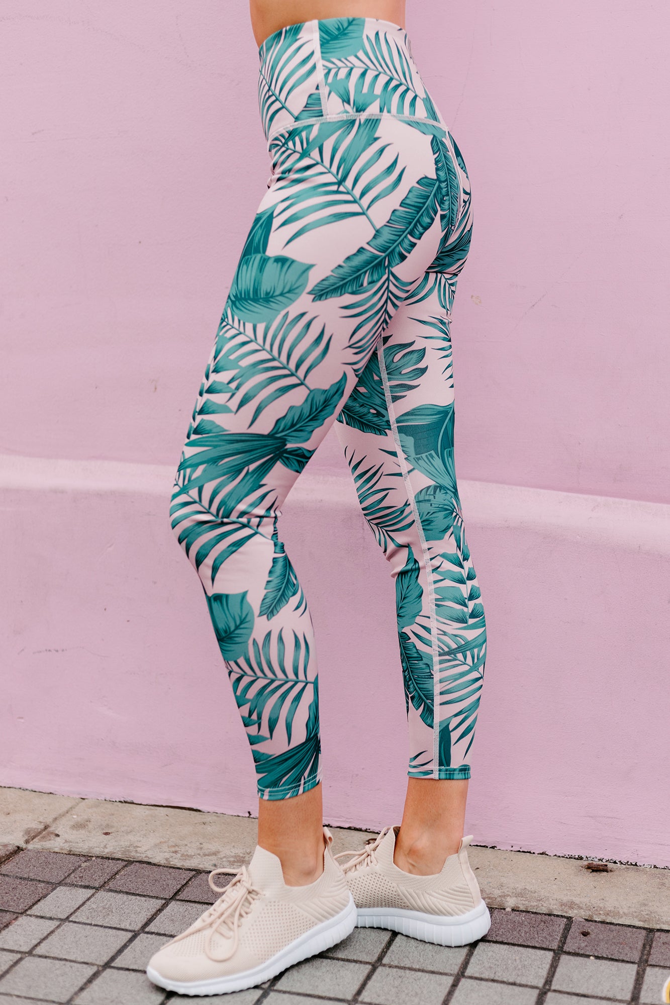Morning Runs Palm Print Cut-Out Activewear Set (Tropical Print)-The Formal Wear