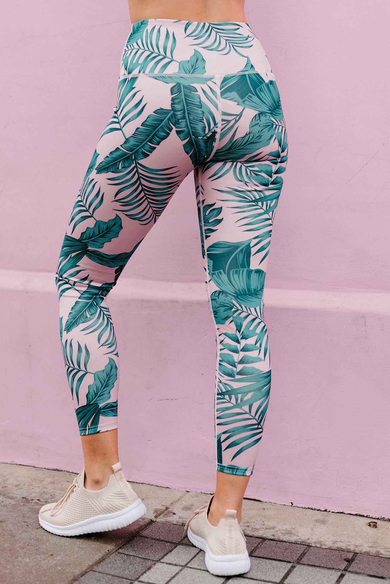 Morning Runs Palm Print Cut-Out Activewear Set (Tropical Print)-The Formal Wear