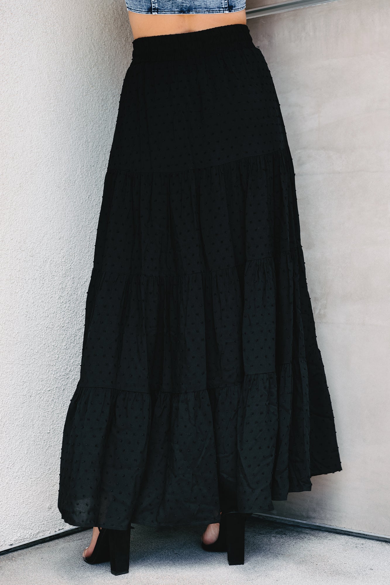 Call It A Crush Swiss Dot Maxi Skirt (Black)-The Formal Wear