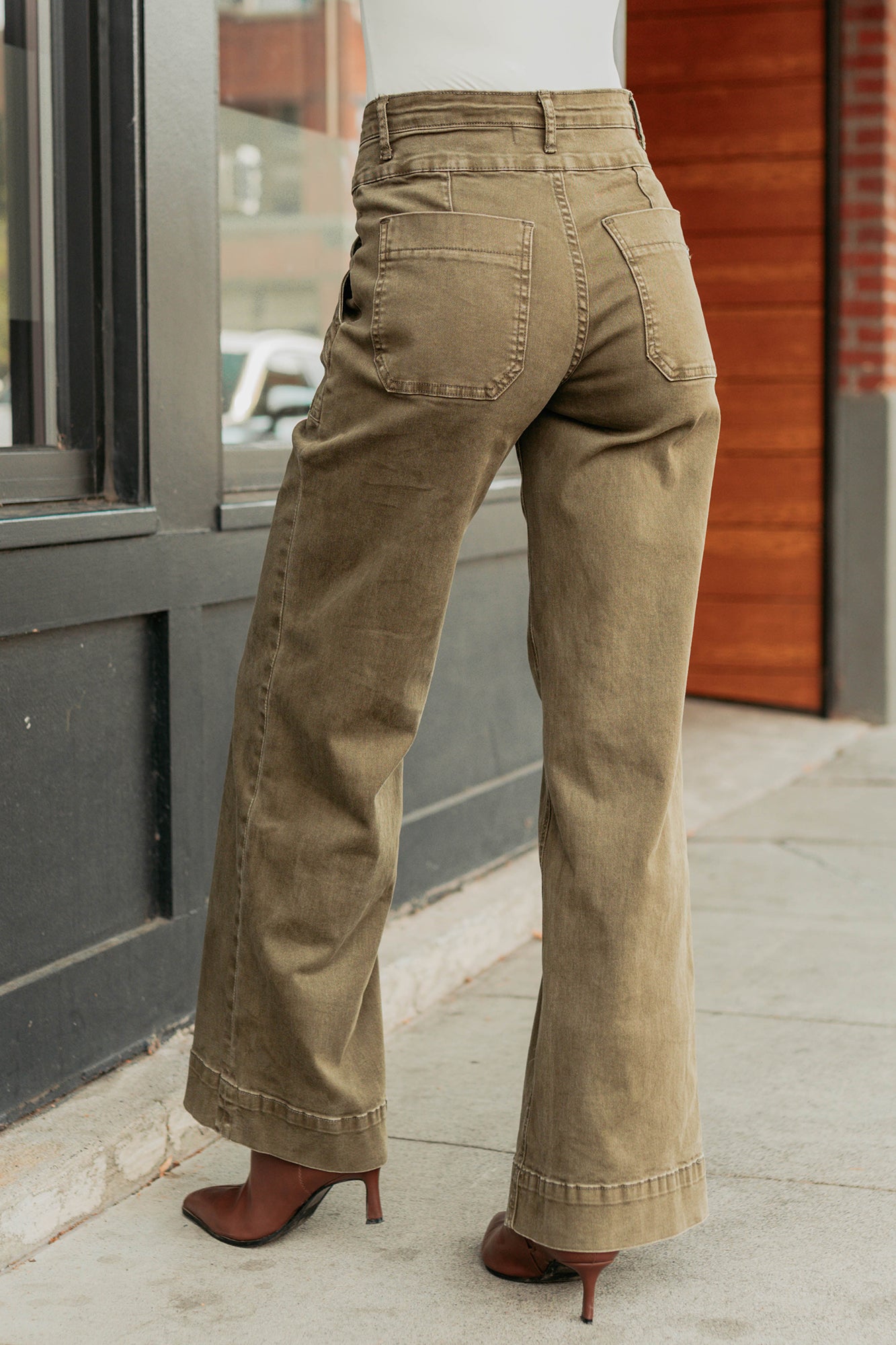 Henley Wide Leg Mica Denim Jeans (Fern Green)-The Formal Wear