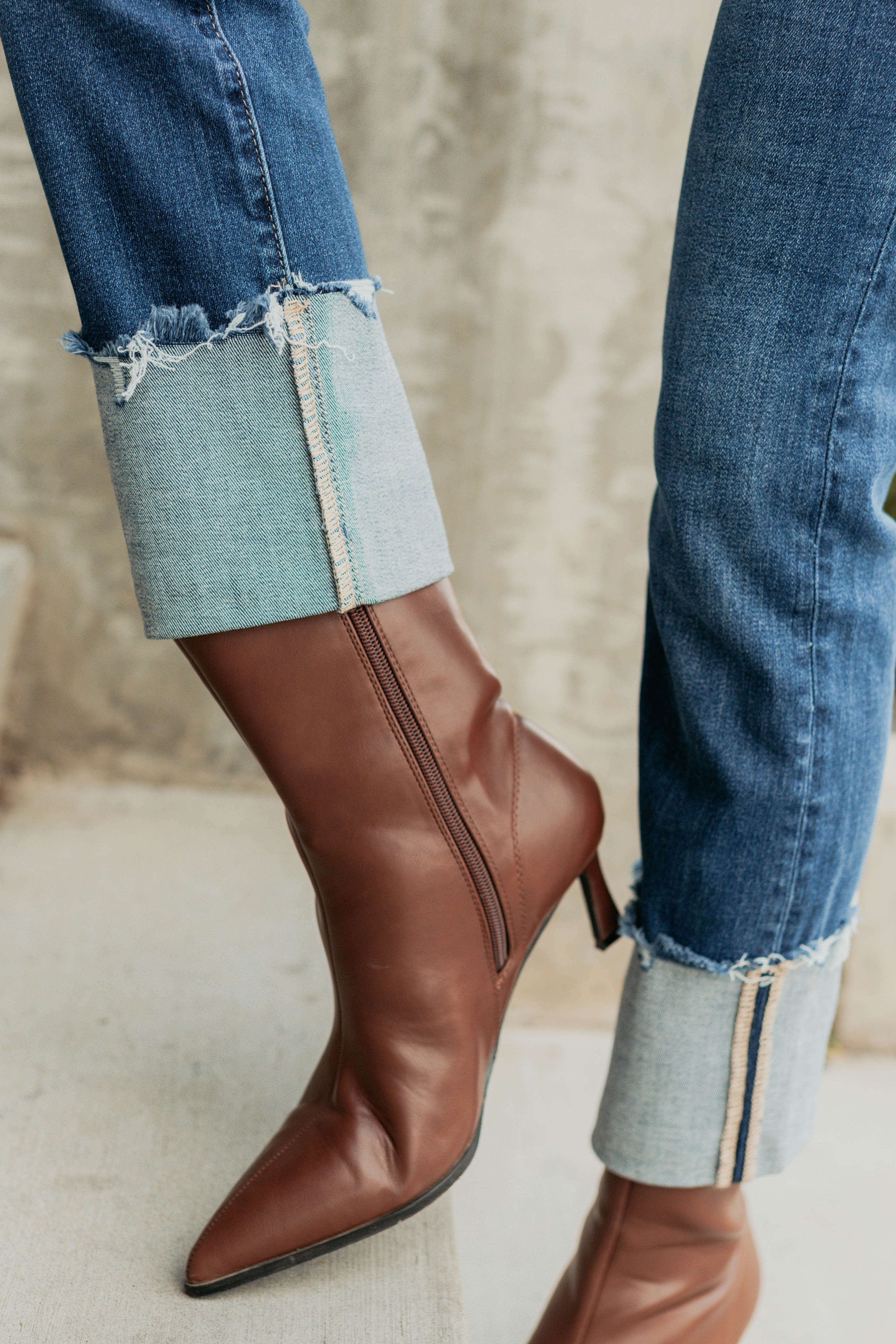 Ava Straight Leg Cuffed Mica Denim Jeans (Dark)-The Formal Wear