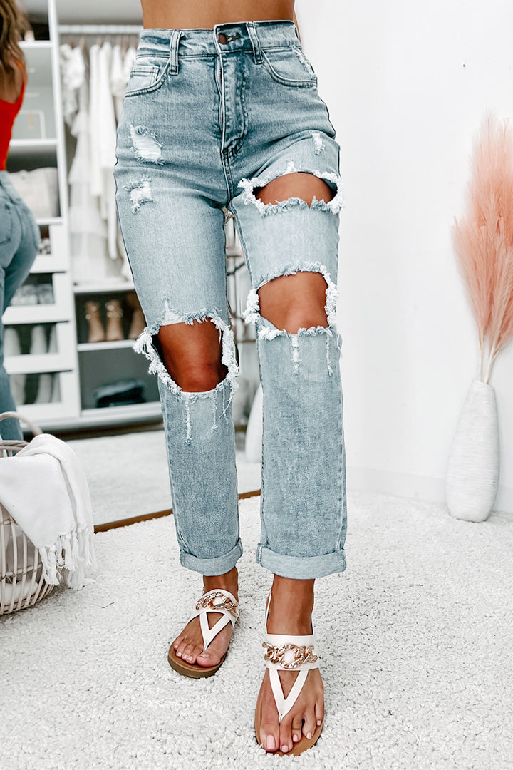 Hayes High Rise Distressed Boyfriend Jeans (Light)-The Formal Wear