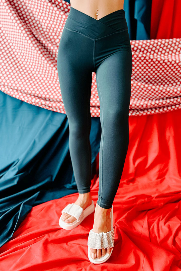 Beautifully Basic Buttery Soft Cross-Over Leggings (Nocturnal Navy)-The Formal Wear