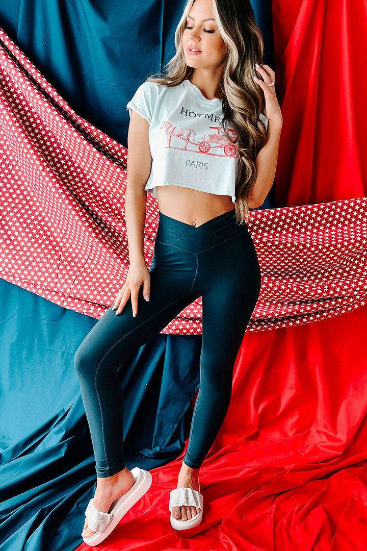 Beautifully Basic Buttery Soft Cross-Over Leggings (Nocturnal Navy)-The Formal Wear