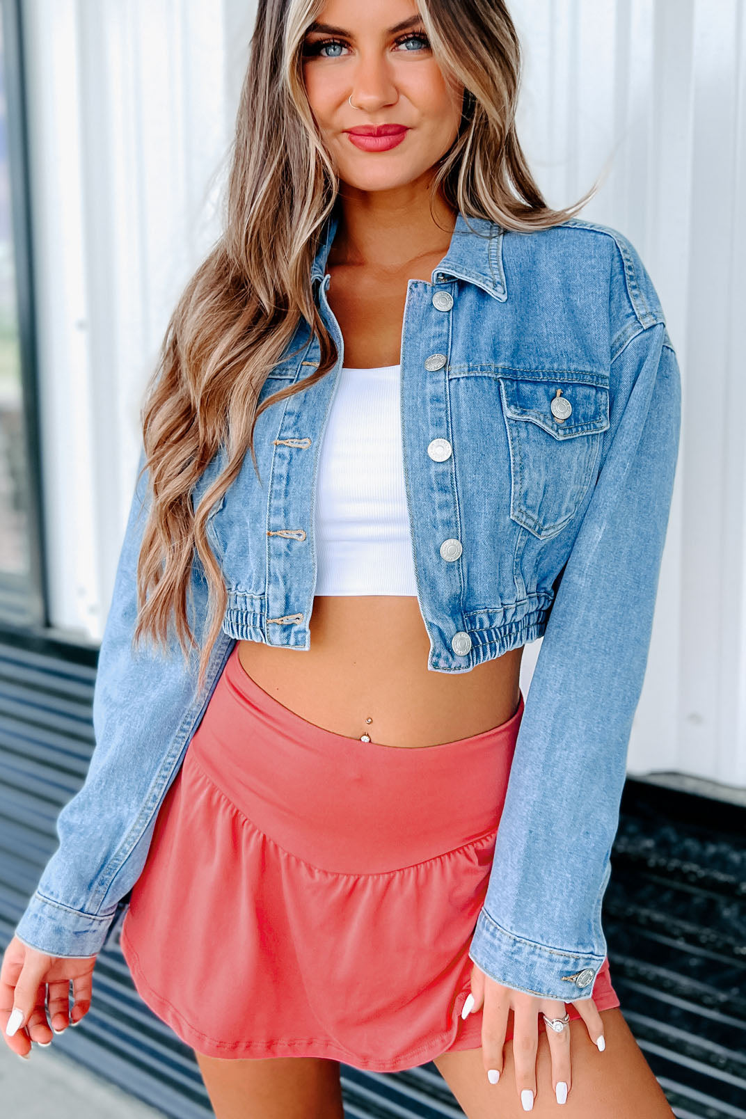 Generation Of Love Cropped Denim Jacket (Medium Light)-The Formal Wear