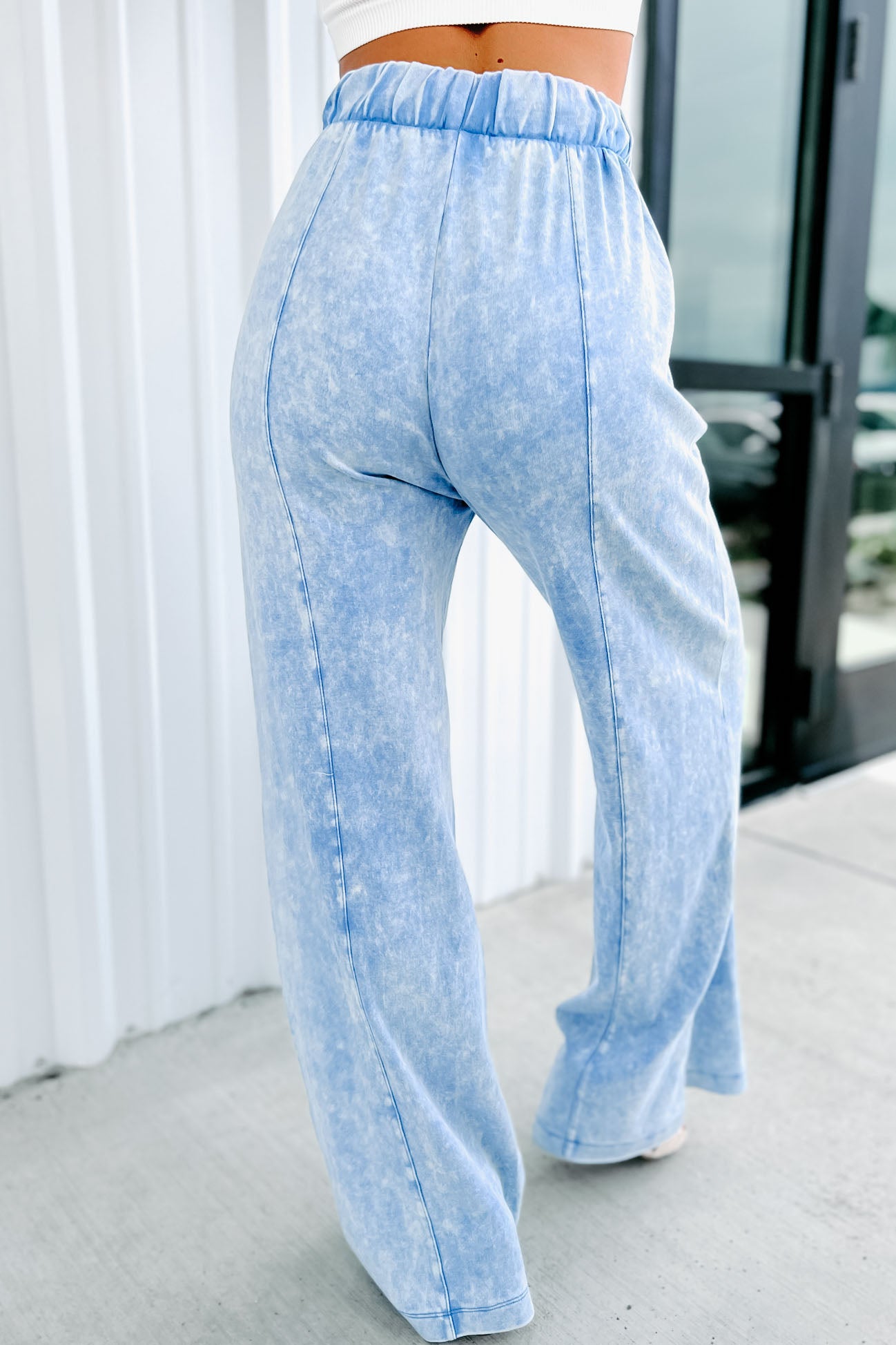Don't Be Fooled Acid Wash Wide Leg Pants (Deep Sky)-The Formal Wear