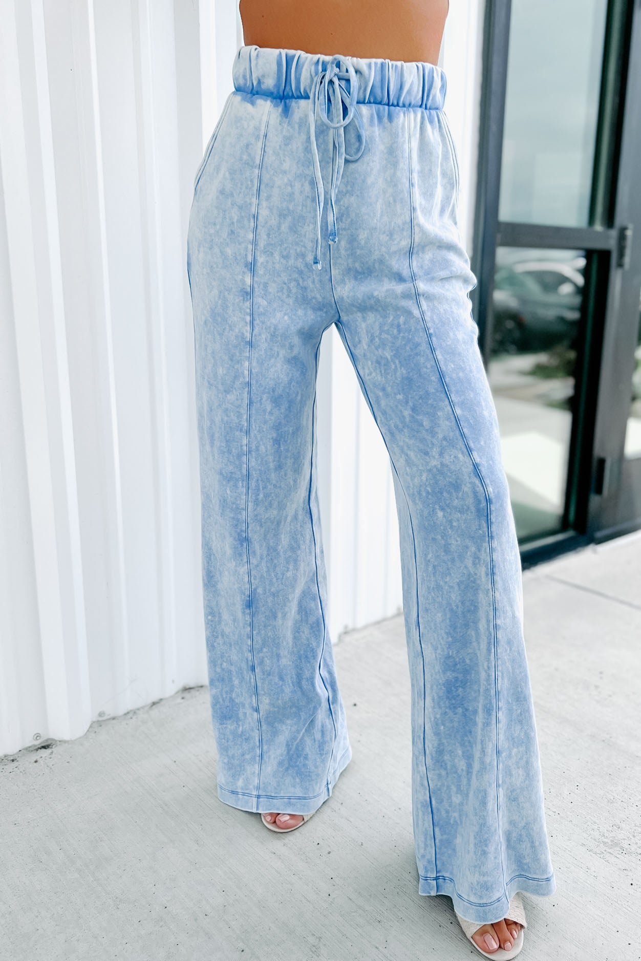 Don't Be Fooled Acid Wash Wide Leg Pants (Deep Sky)-The Formal Wear