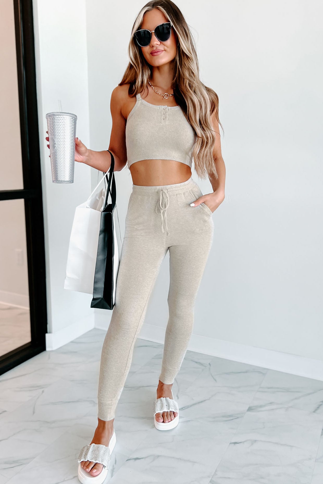 Movie Marathon Brushed Knit Joggers (Two-Tone Mocha)-The Formal Wear