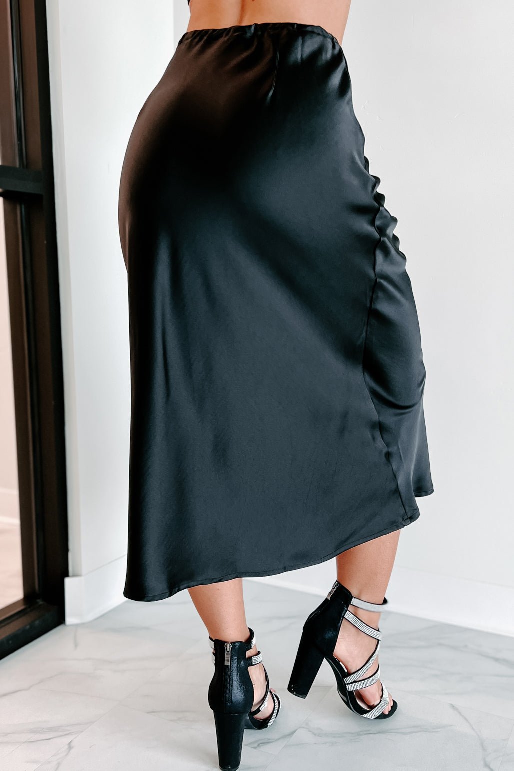 My Personal Preference Satin Midi Skirt (Black)-The Formal Wear