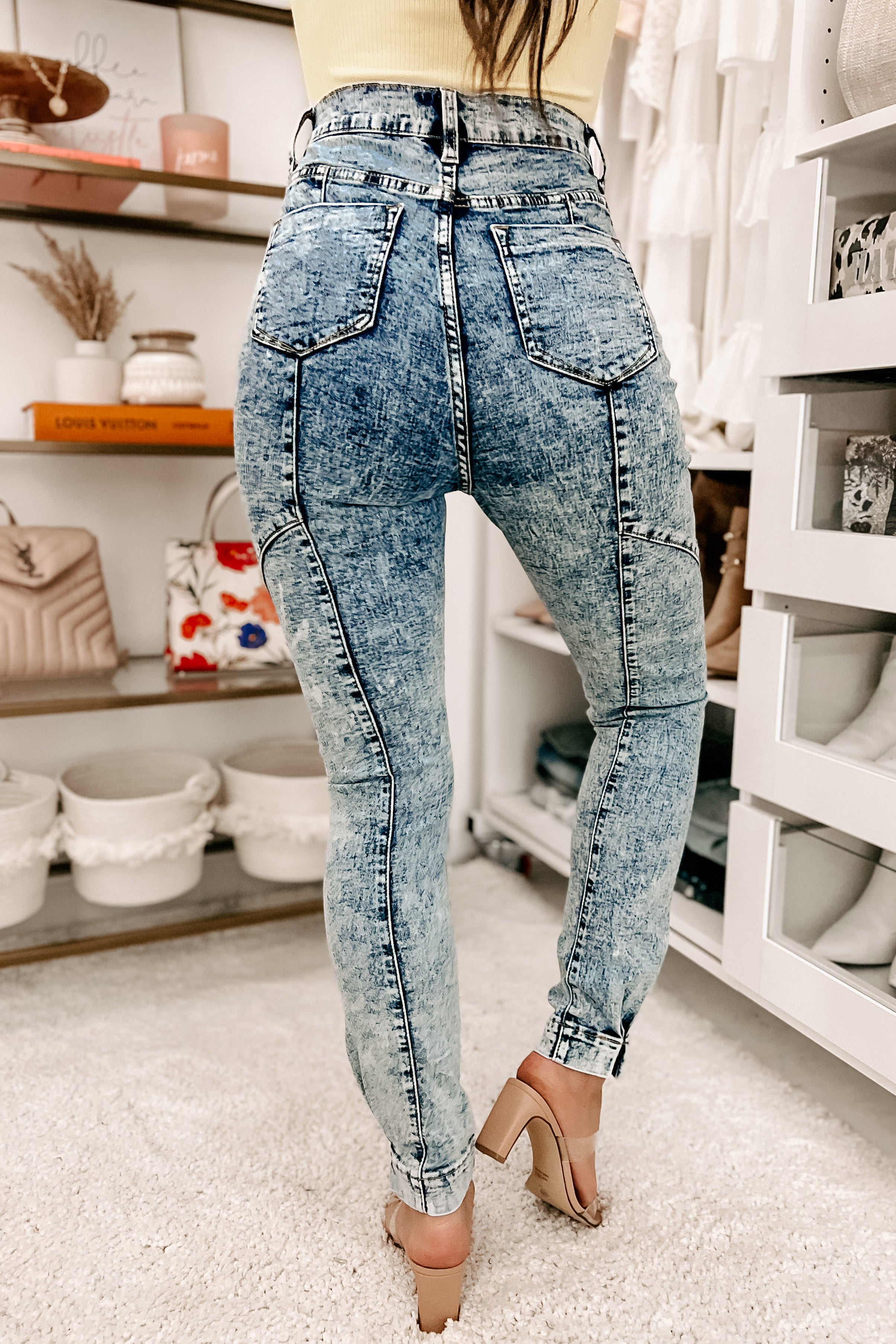 No More Games Acid Wash Center Seam Jeans (Light)-The Formal Wear