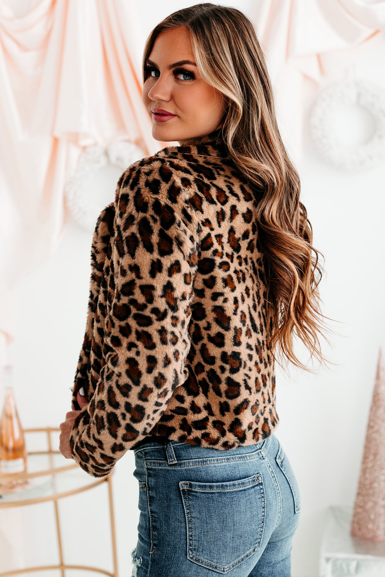 Fancy Feels Leopard Print Faux Fur Jacket (Brown)-The Formal Wear