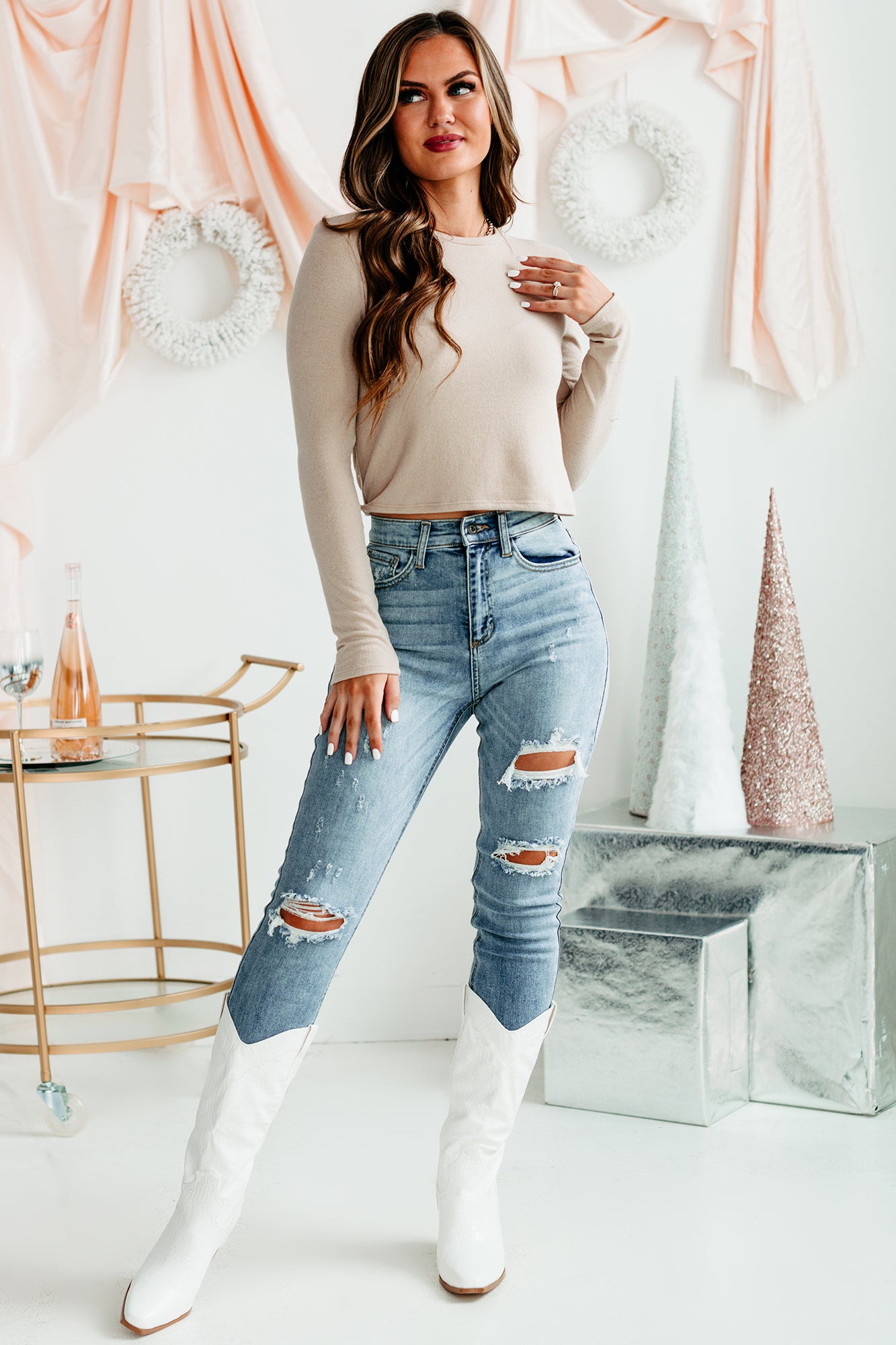 So Rad Sneak Peek High-Rise 90's Skinny Jeans (Medium Light)-The Formal Wear