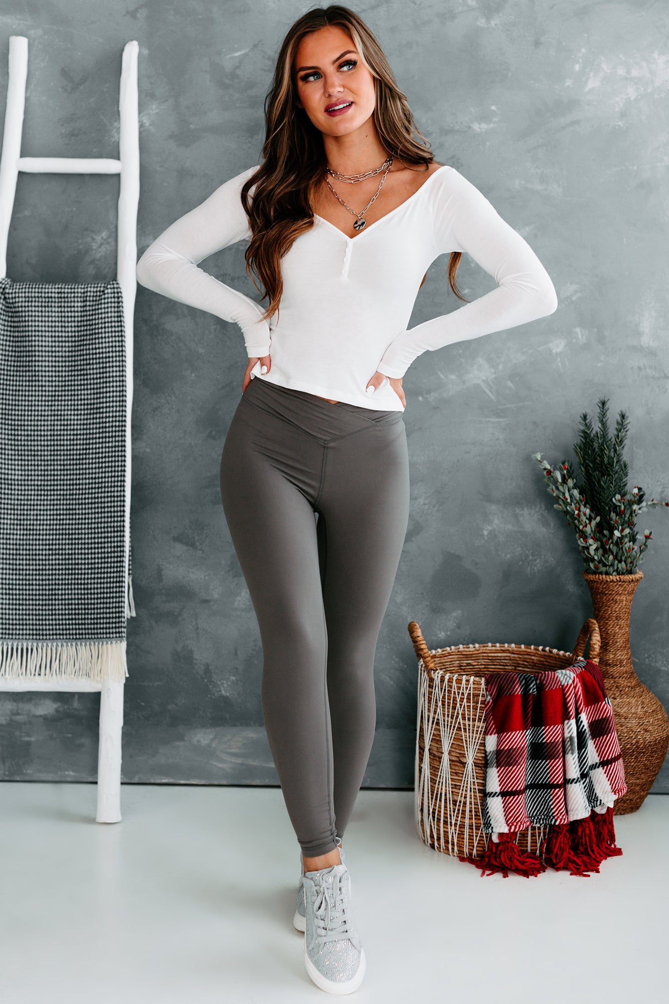 Beautifully Basic Buttery Soft Cross-Over Leggings (Smoke Grey)-The Formal Wear