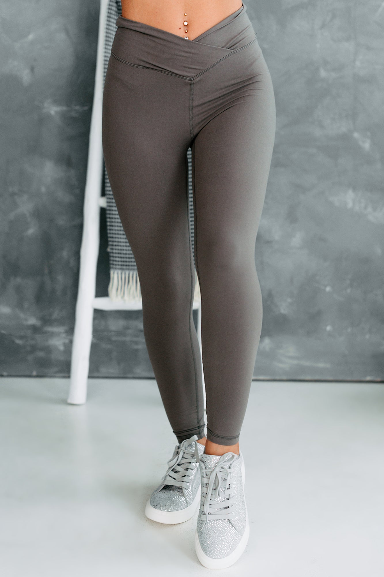 Beautifully Basic Buttery Soft Cross-Over Leggings (Smoke Grey)-The Formal Wear