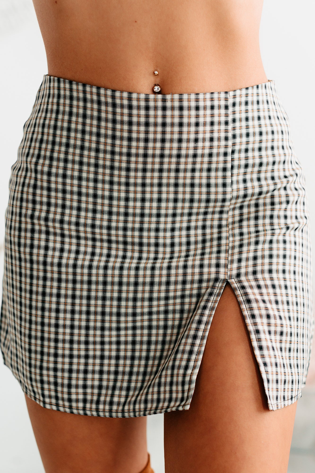 Don't Be Tardy Plaid Mini Skirt (Black)-The Formal Wear