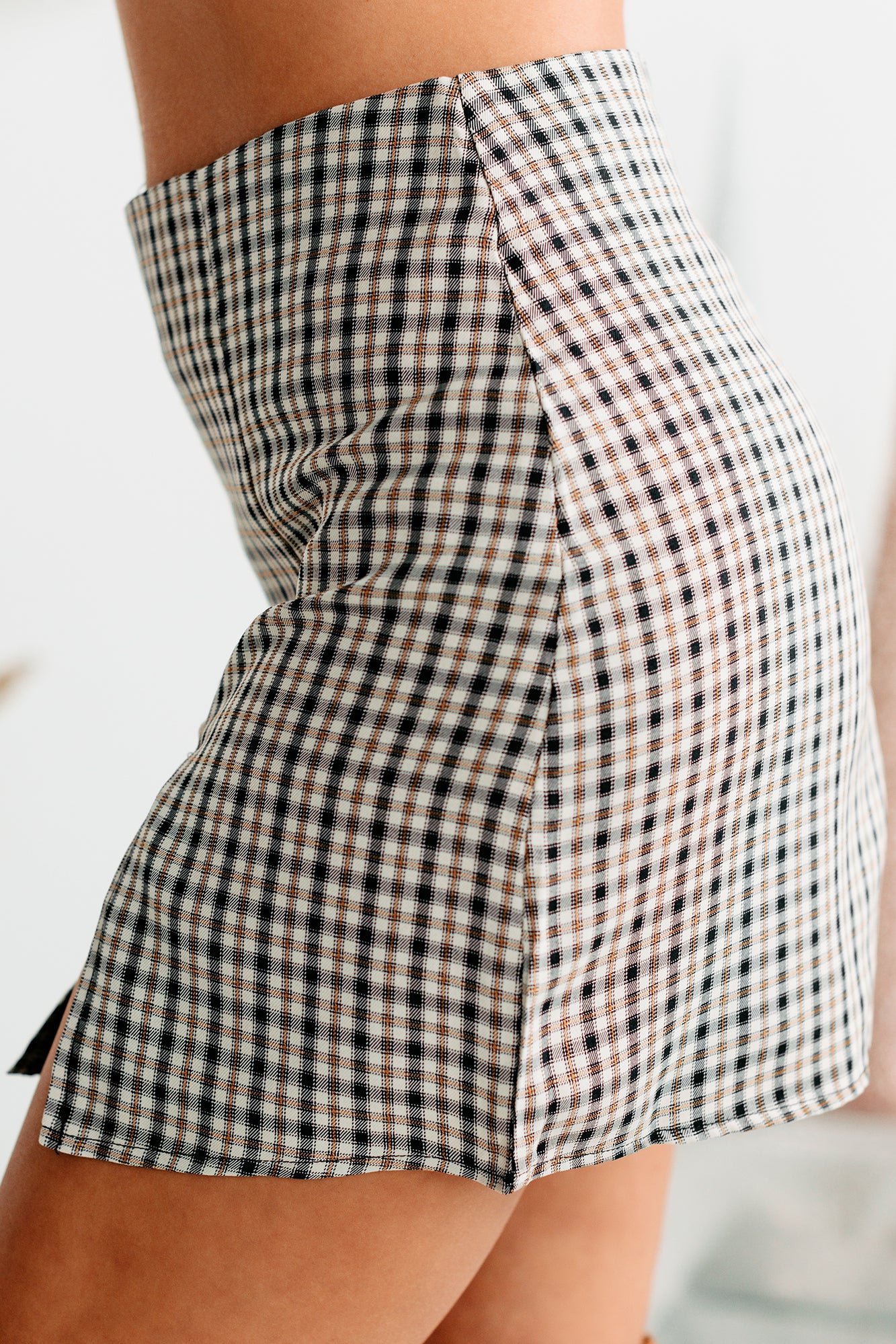 Don't Be Tardy Plaid Mini Skirt (Black)-The Formal Wear