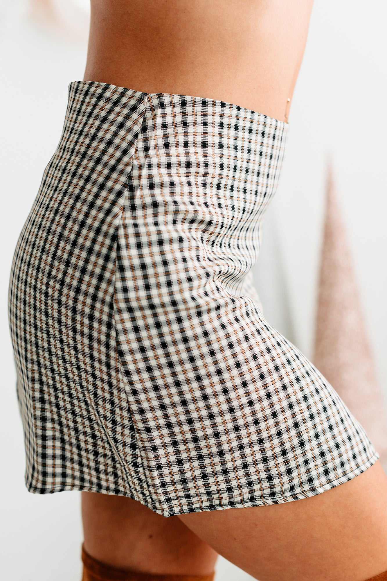 Don't Be Tardy Plaid Mini Skirt (Black)-The Formal Wear