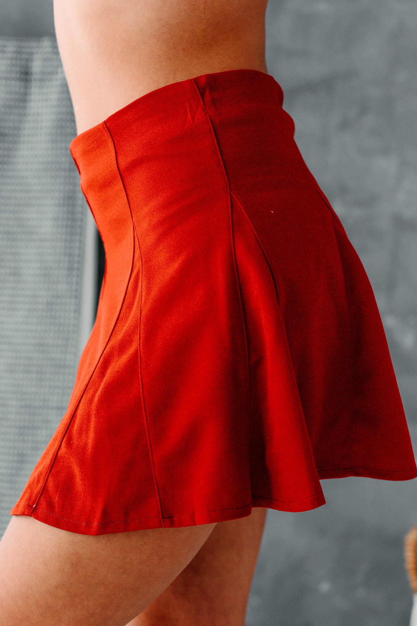 A Little Flirtation Flared Mini Skort (Rust)-The Formal Wear