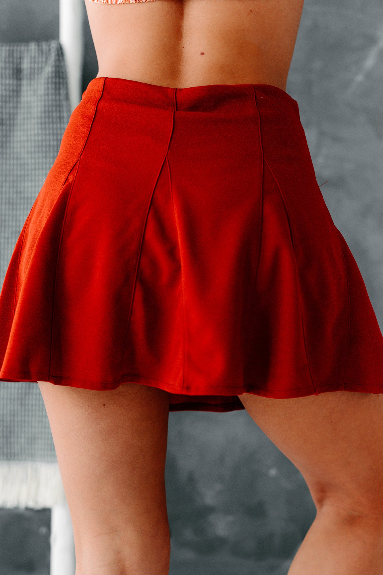 A Little Flirtation Flared Mini Skort (Rust)-The Formal Wear