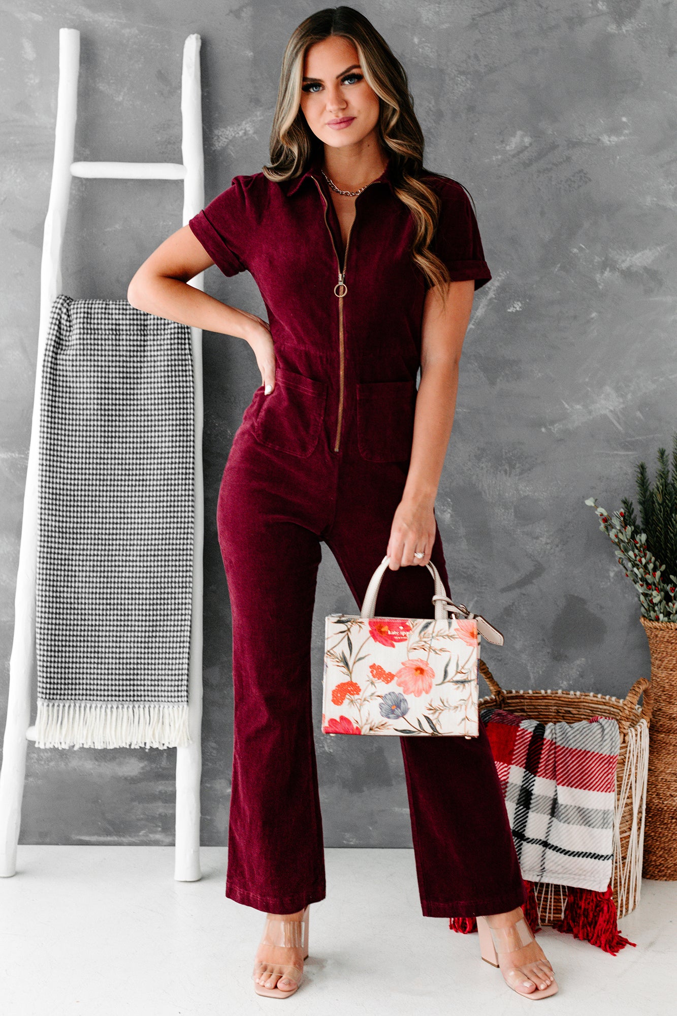 Out Of Sight Corduroy Jumpsuit (Plum)-The Formal Wear