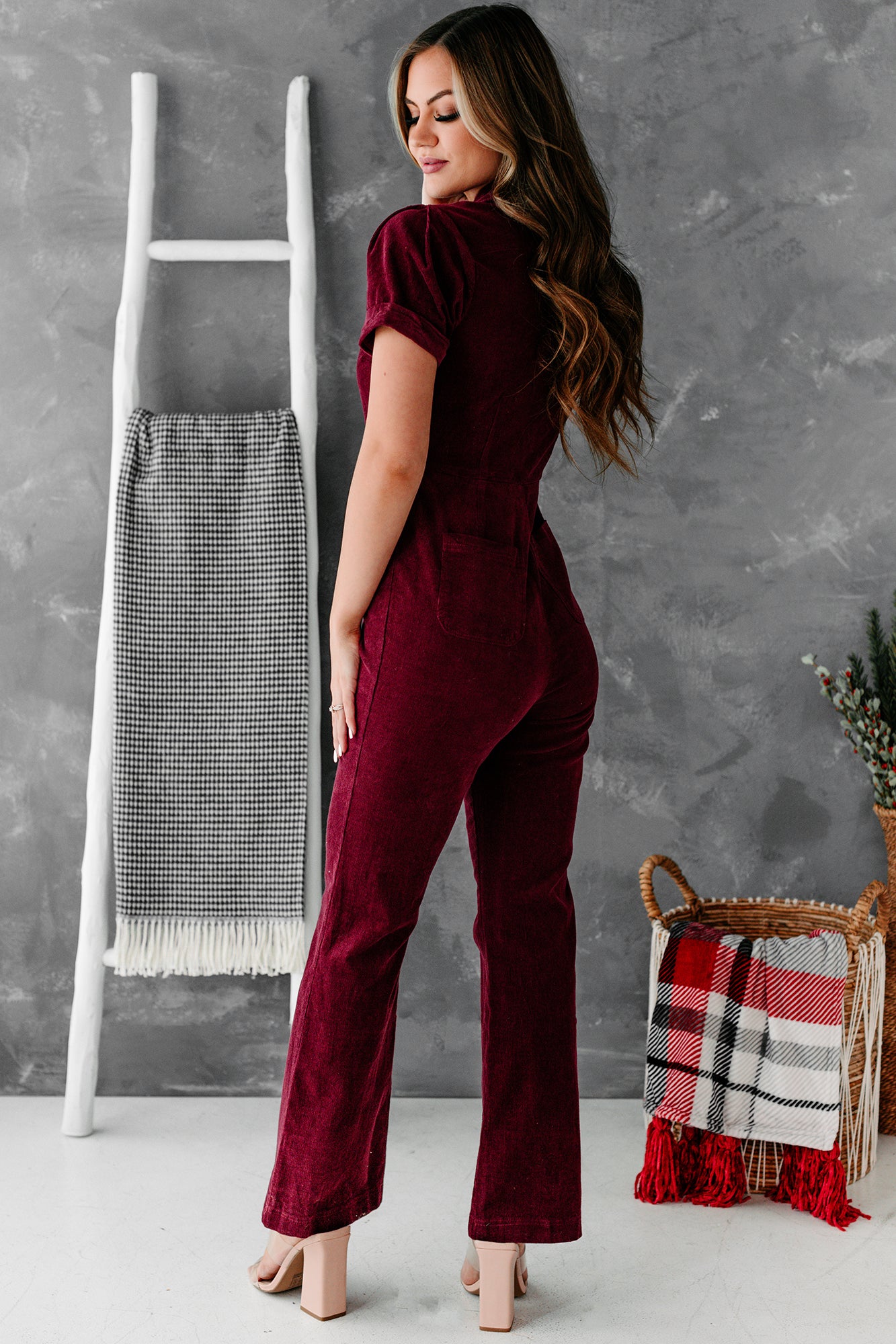 Out Of Sight Corduroy Jumpsuit (Plum)-The Formal Wear