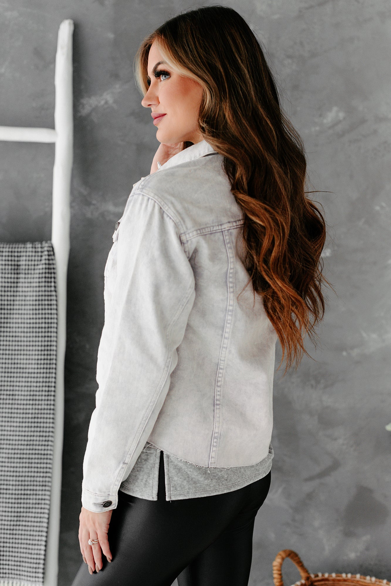 Arendelle Raw Hem Denim Jacket (Lavender)-The Formal Wear