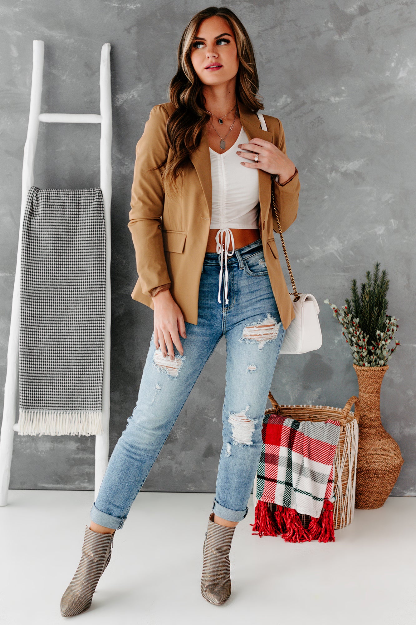 Business Classy Single-Button Blazer (Camel)-The Formal Wear