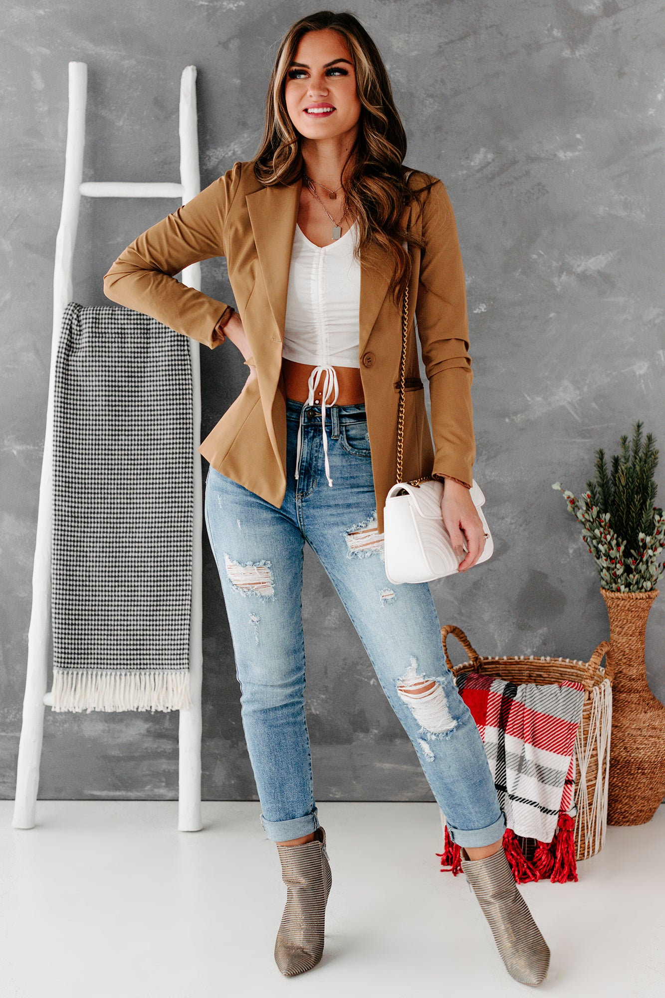 Business Classy Single-Button Blazer (Camel)-The Formal Wear