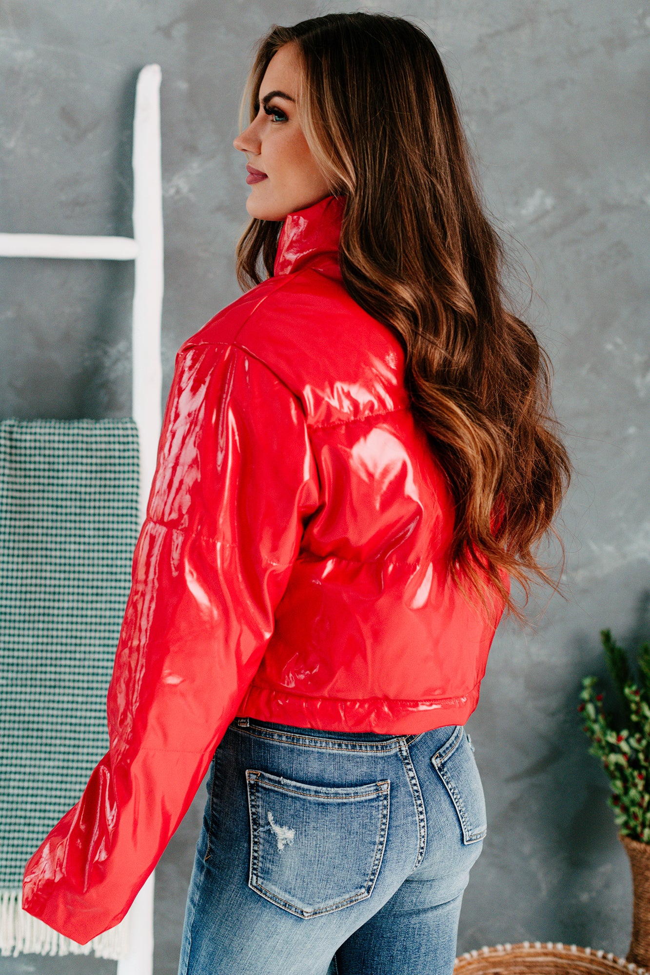 Not That Innocent Patent Leather Puffer Jacket (Red)-The Formal Wear