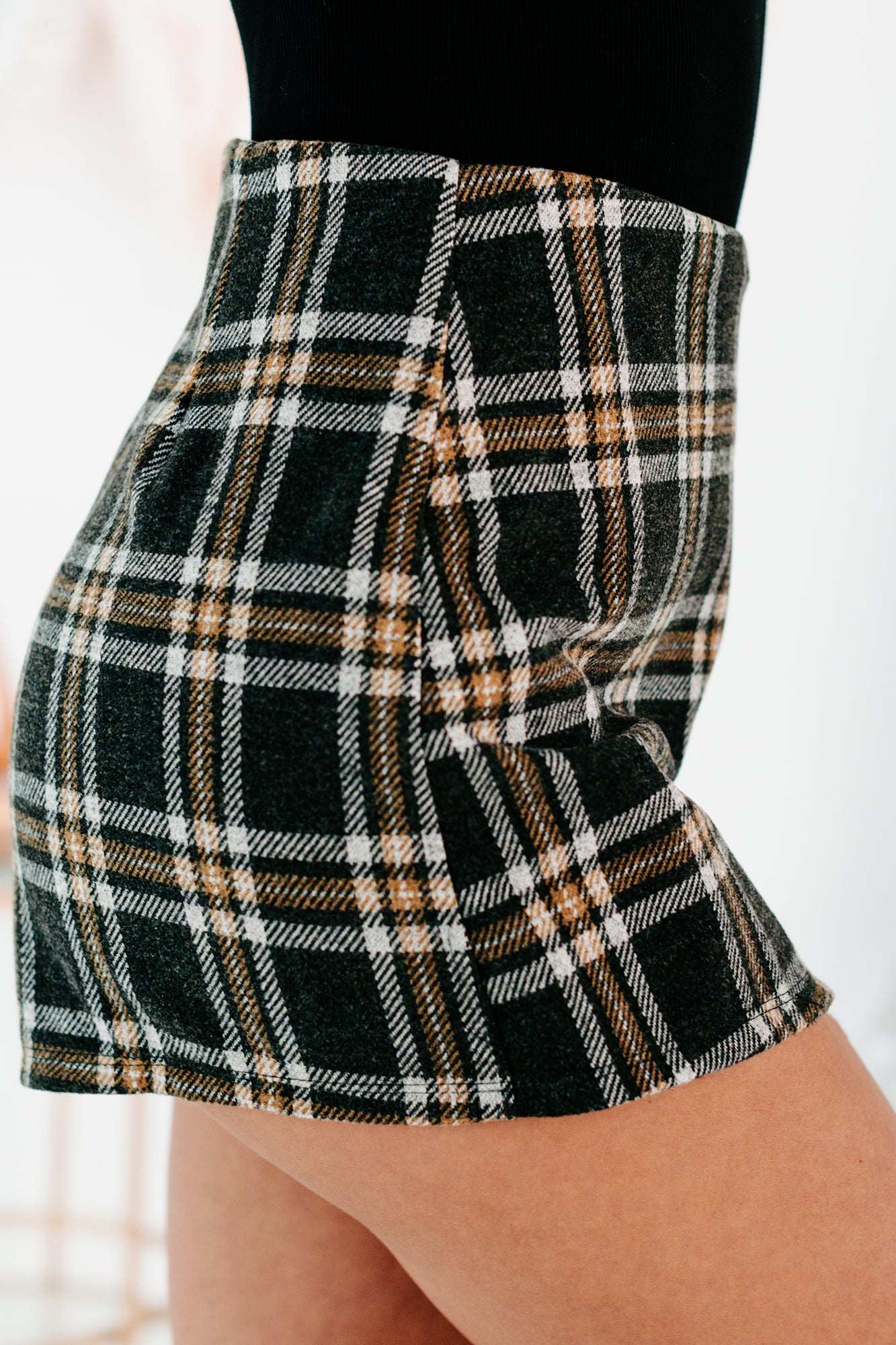 Mean Girl Mode Plaid Mini Skort (Charcoal)-The Formal Wear
