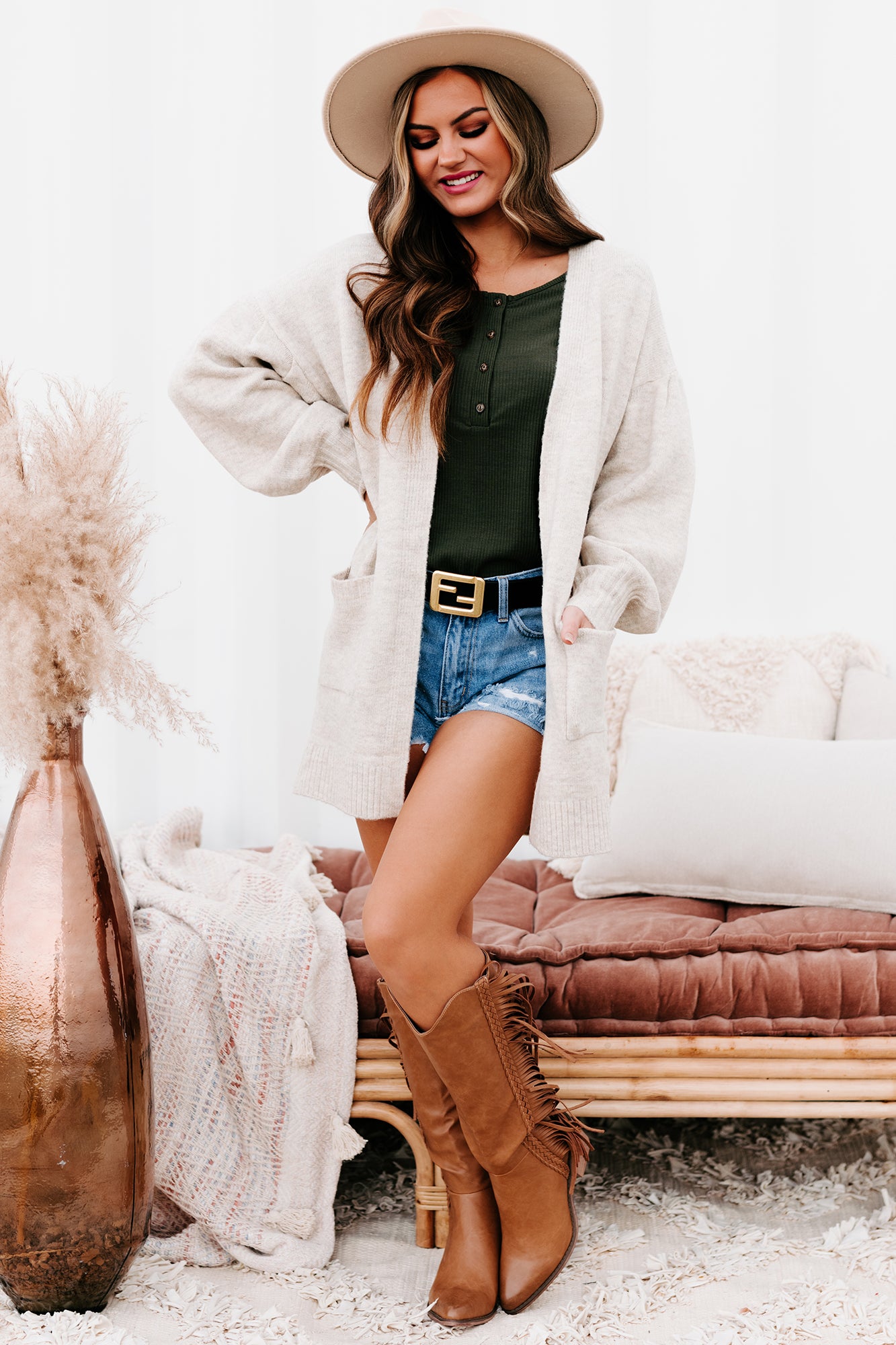 Vail Vista Balloon Sleeve Cardigan (Oatmeal)-The Formal Wear