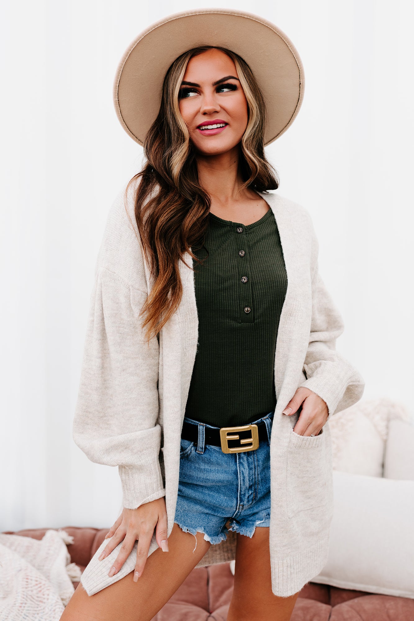 Vail Vista Balloon Sleeve Cardigan (Oatmeal)-The Formal Wear