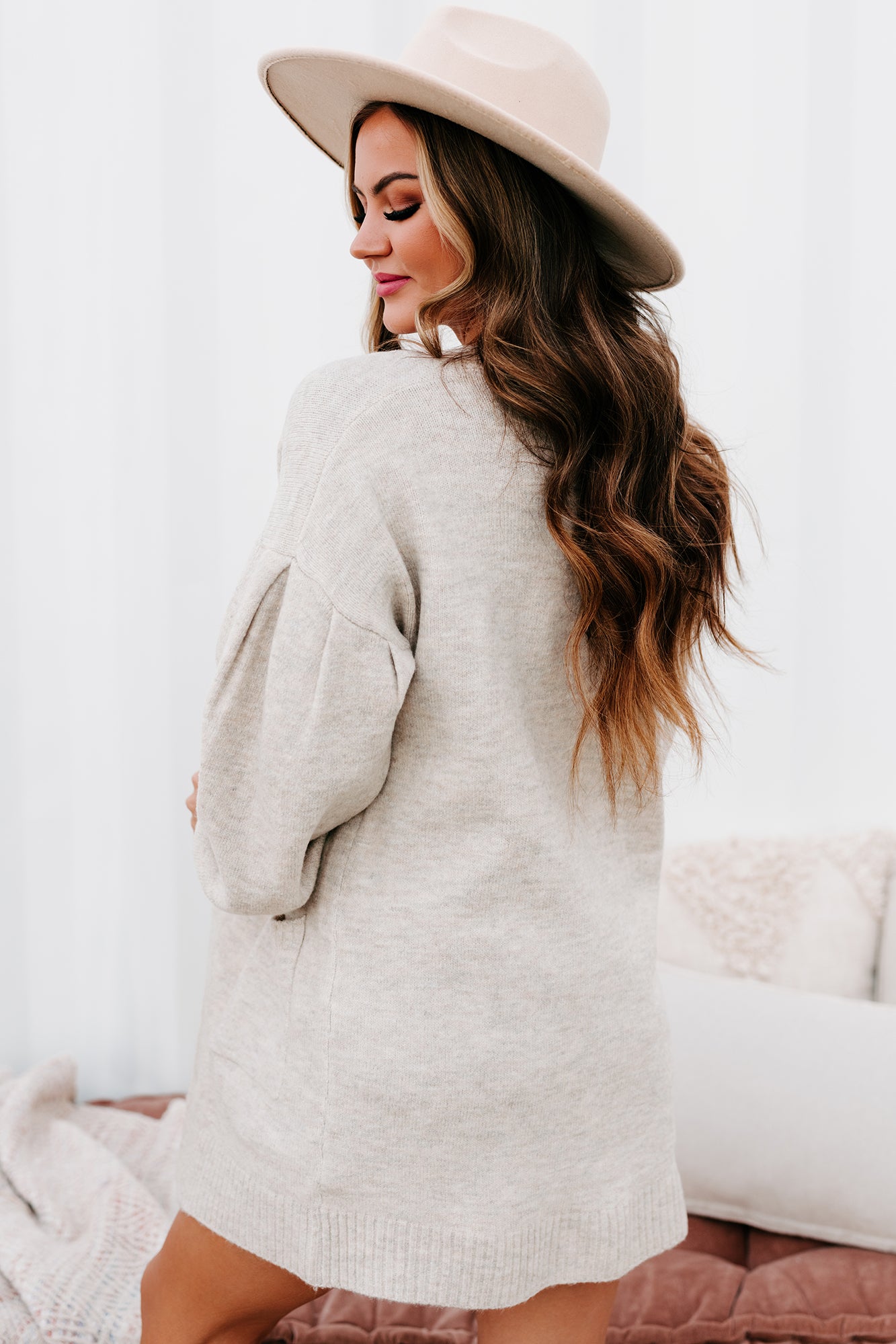 Vail Vista Balloon Sleeve Cardigan (Oatmeal)-The Formal Wear