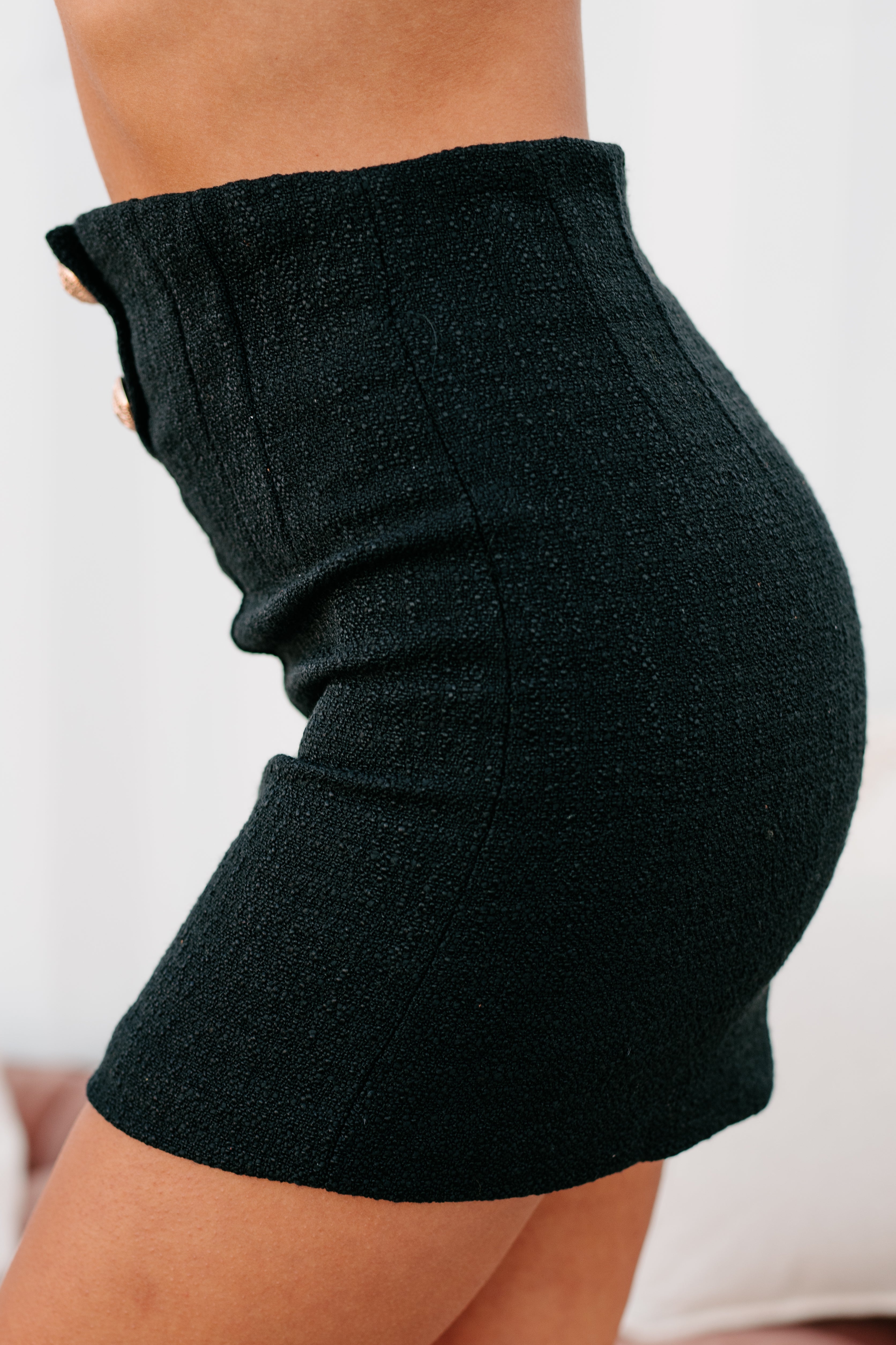 Serious Business Textured Mini Skirt (Black)-The Formal Wear