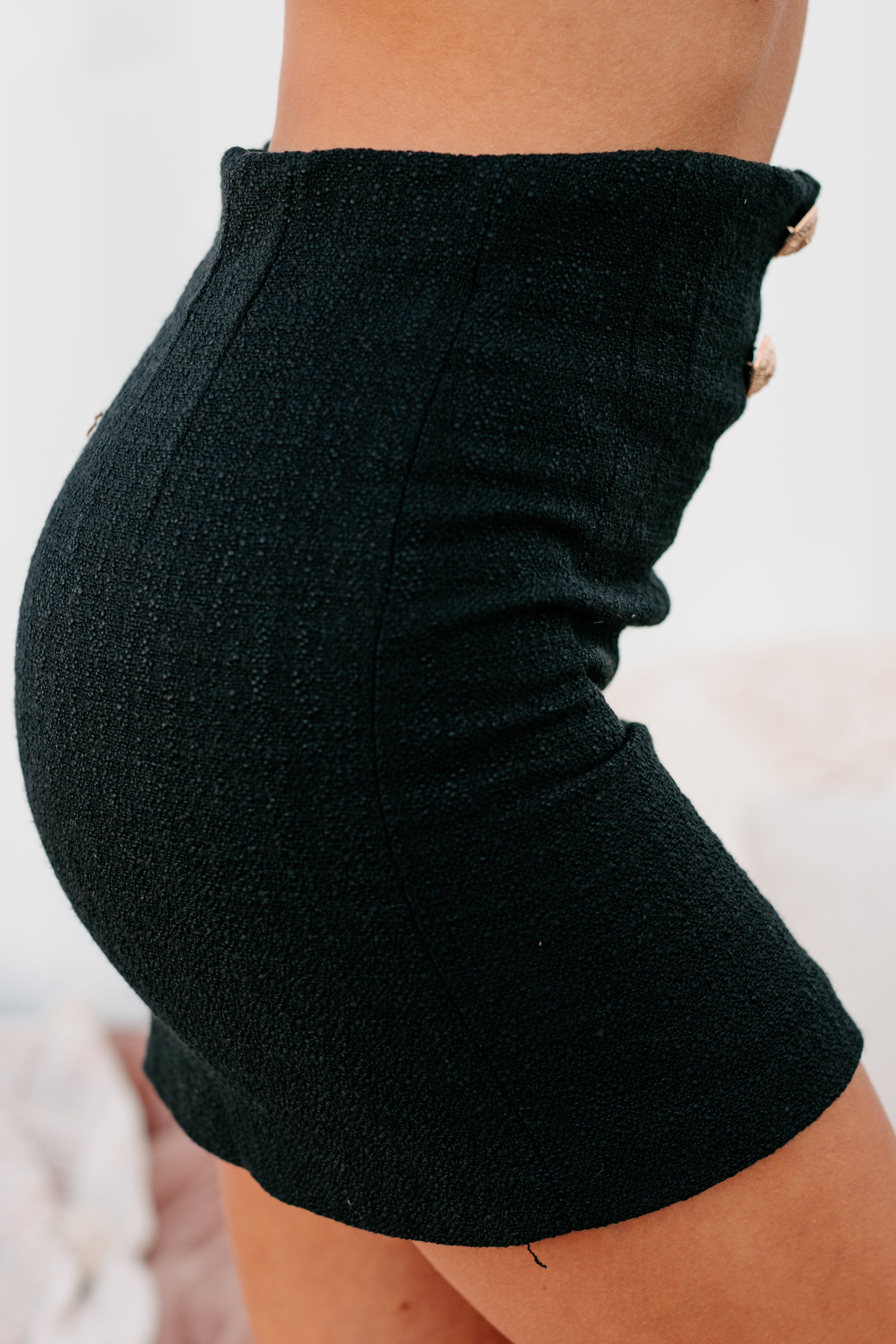 Serious Business Textured Mini Skirt (Black)-The Formal Wear