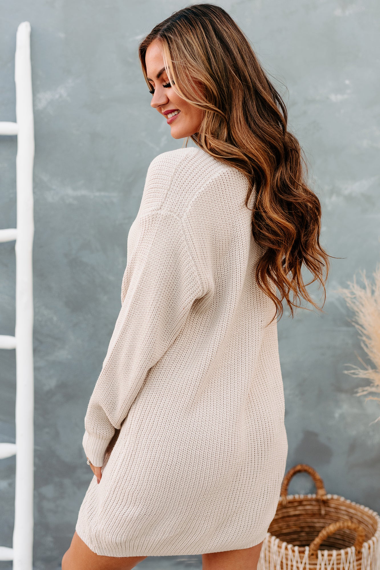 In Total Agreement Sweater Dress (Stone)-The Formal Wear