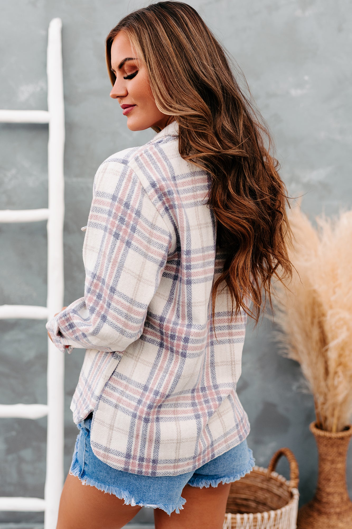 Anna Plaid Print Shacket (Lavender Mix)-The Formal Wear