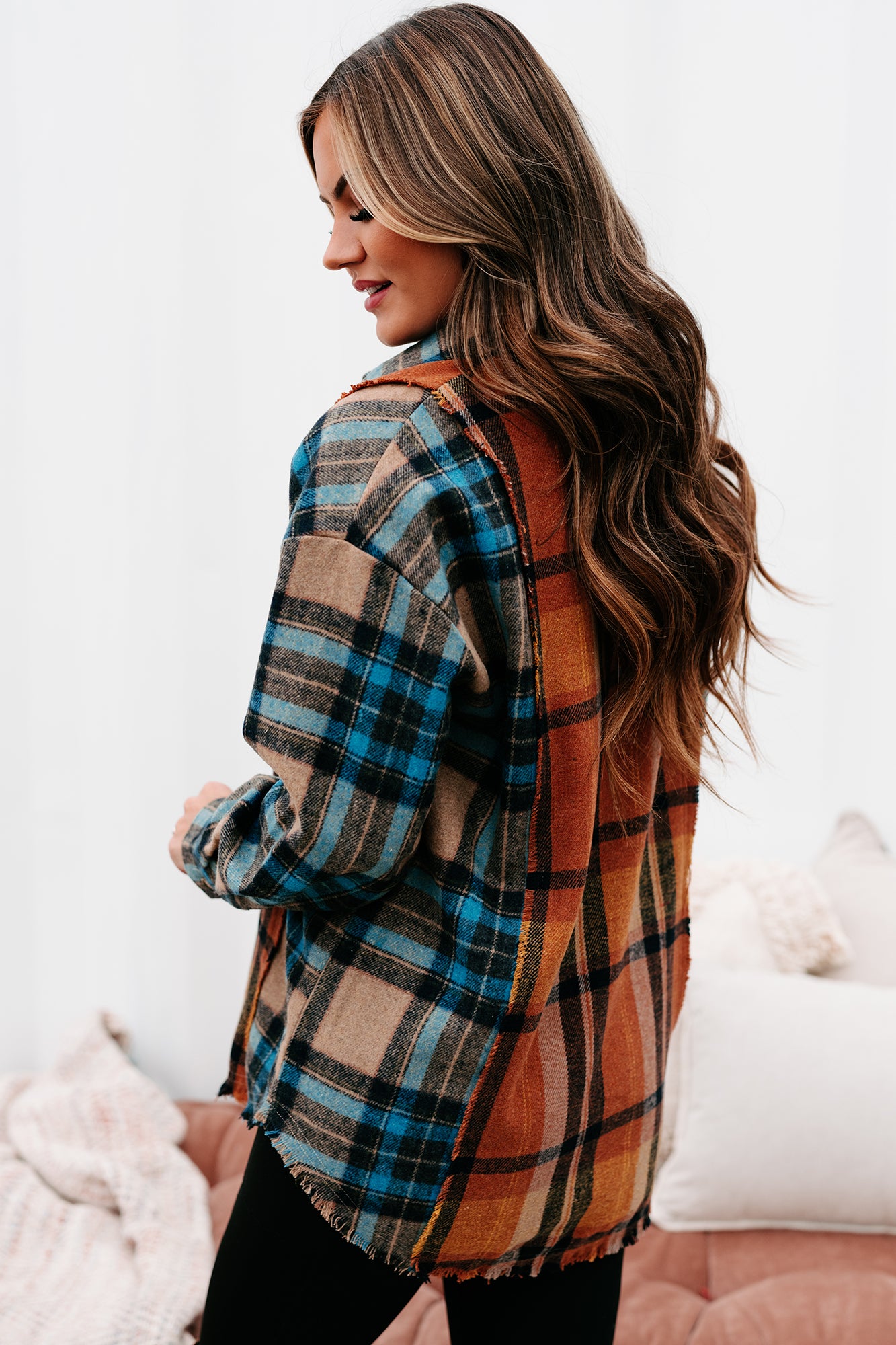 Archive Campfire Evenings Oversized Plaid Shacket (Blue Brown)-The Formal Wear