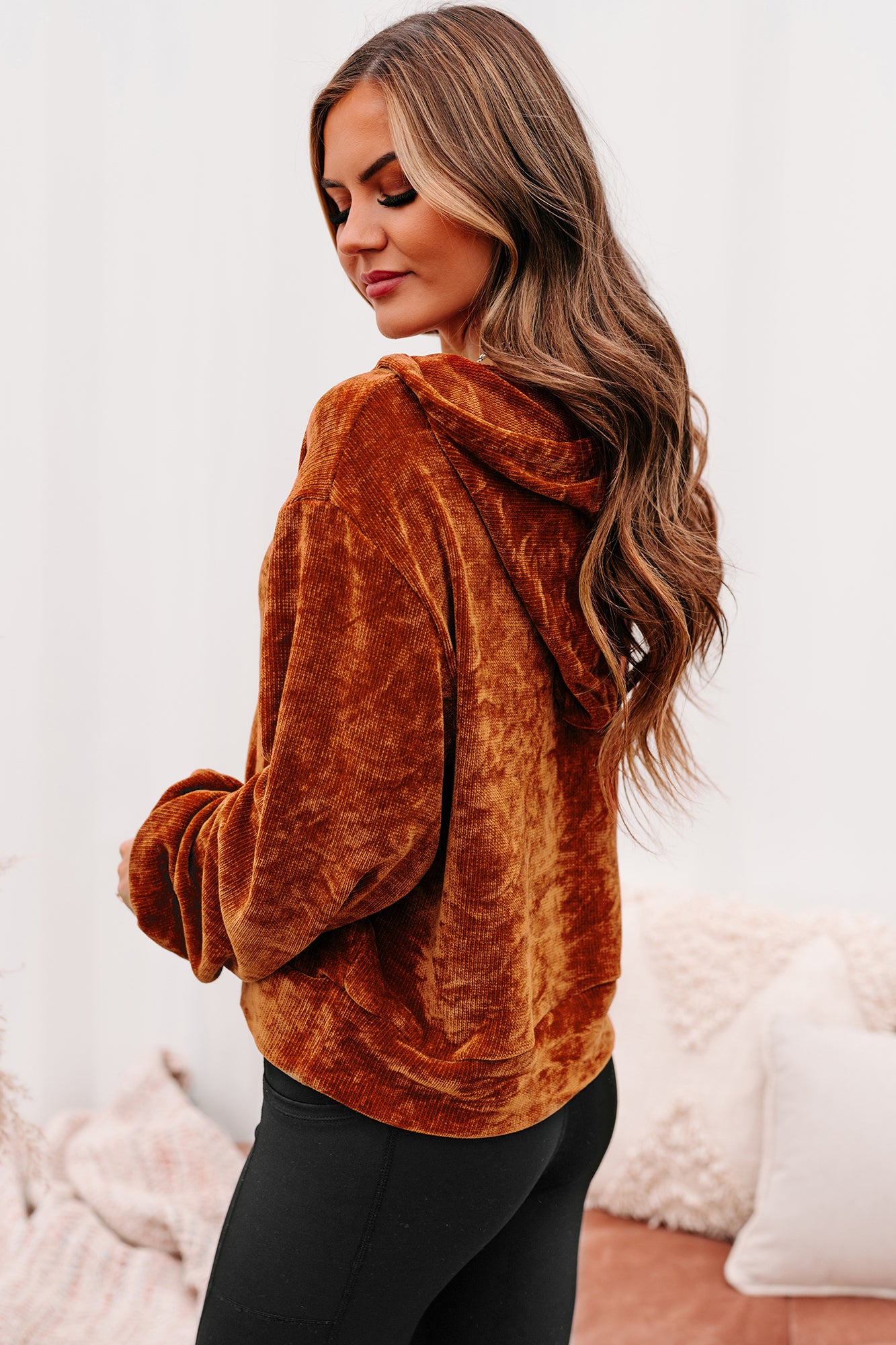 Case Of The Weekends Ribbed Chenille Hoodie (Dark Brick)-The Formal Wear