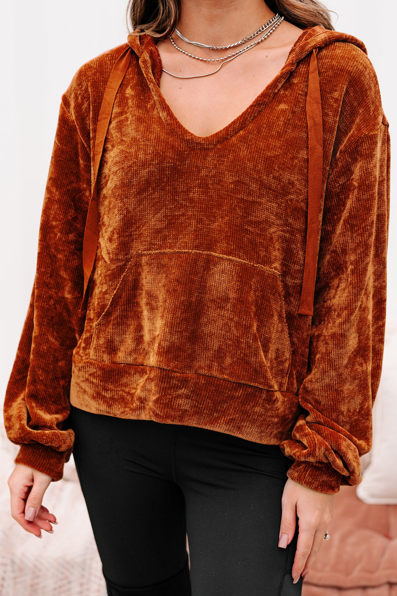 Case Of The Weekends Ribbed Chenille Hoodie (Dark Brick)-The Formal Wear