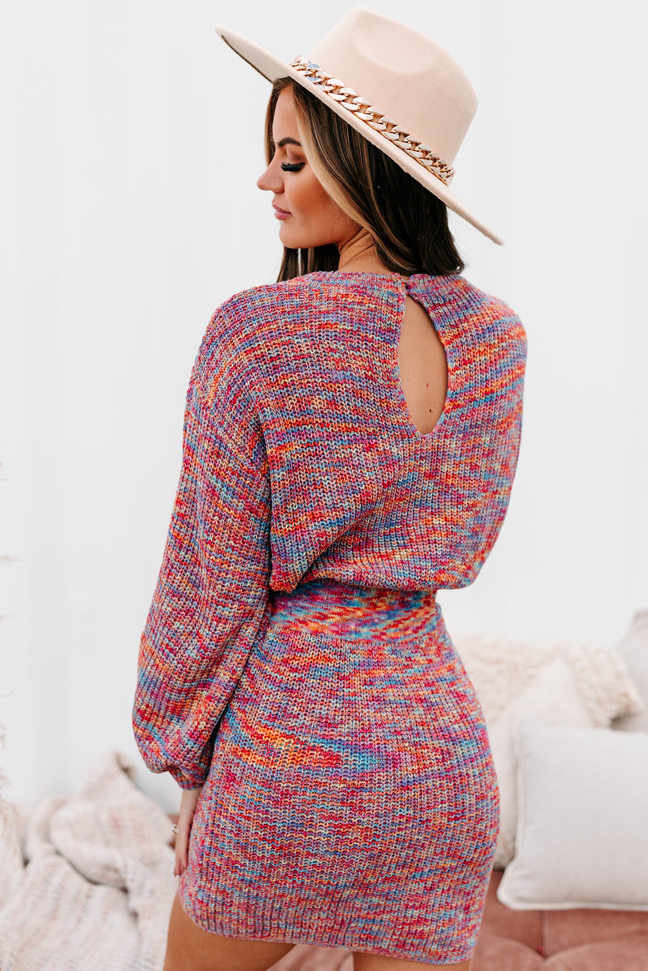 Pebbles Rainbow Knit Sweater Dress (Multi)-The Formal Wear