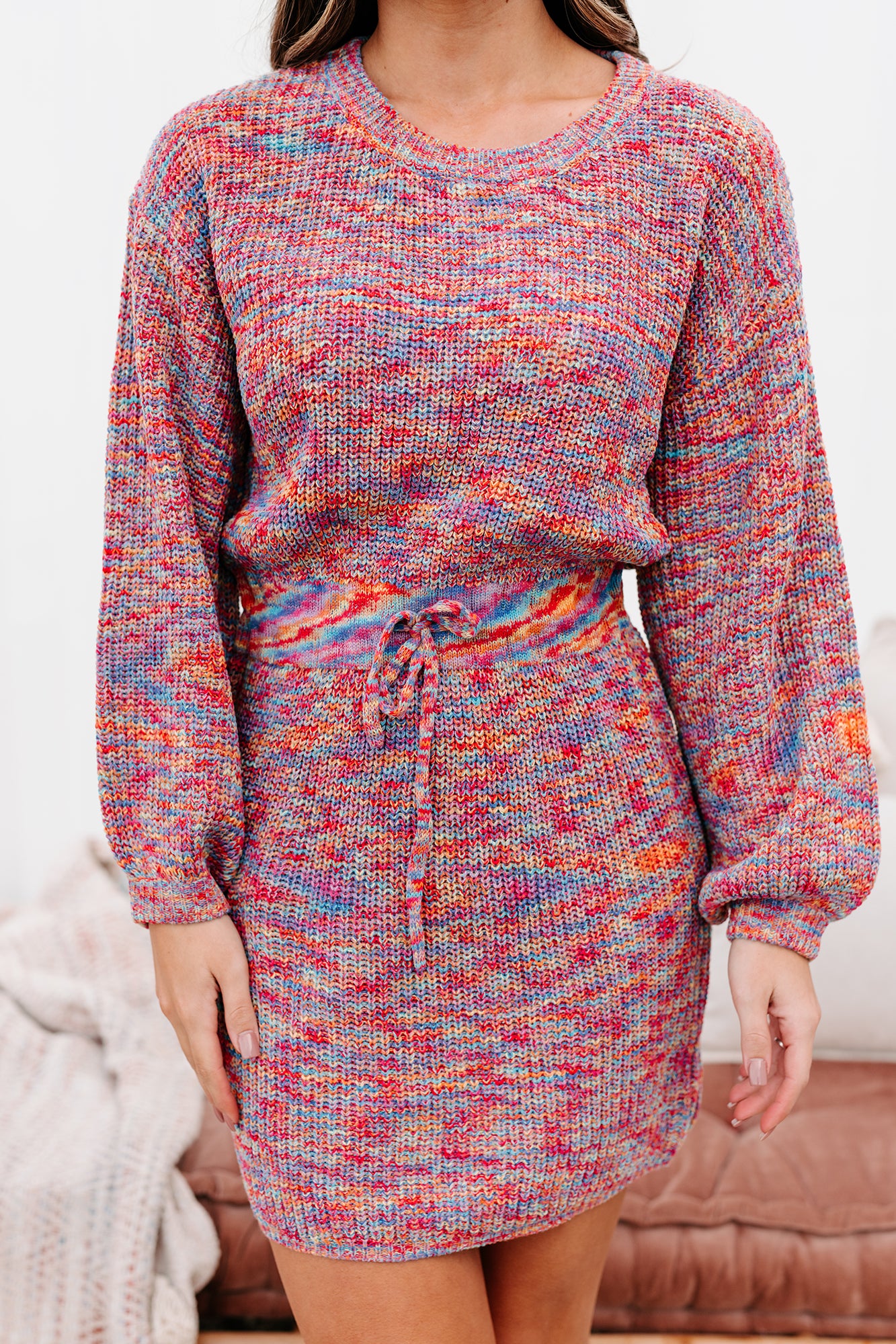 Pebbles Rainbow Knit Sweater Dress (Multi)-The Formal Wear