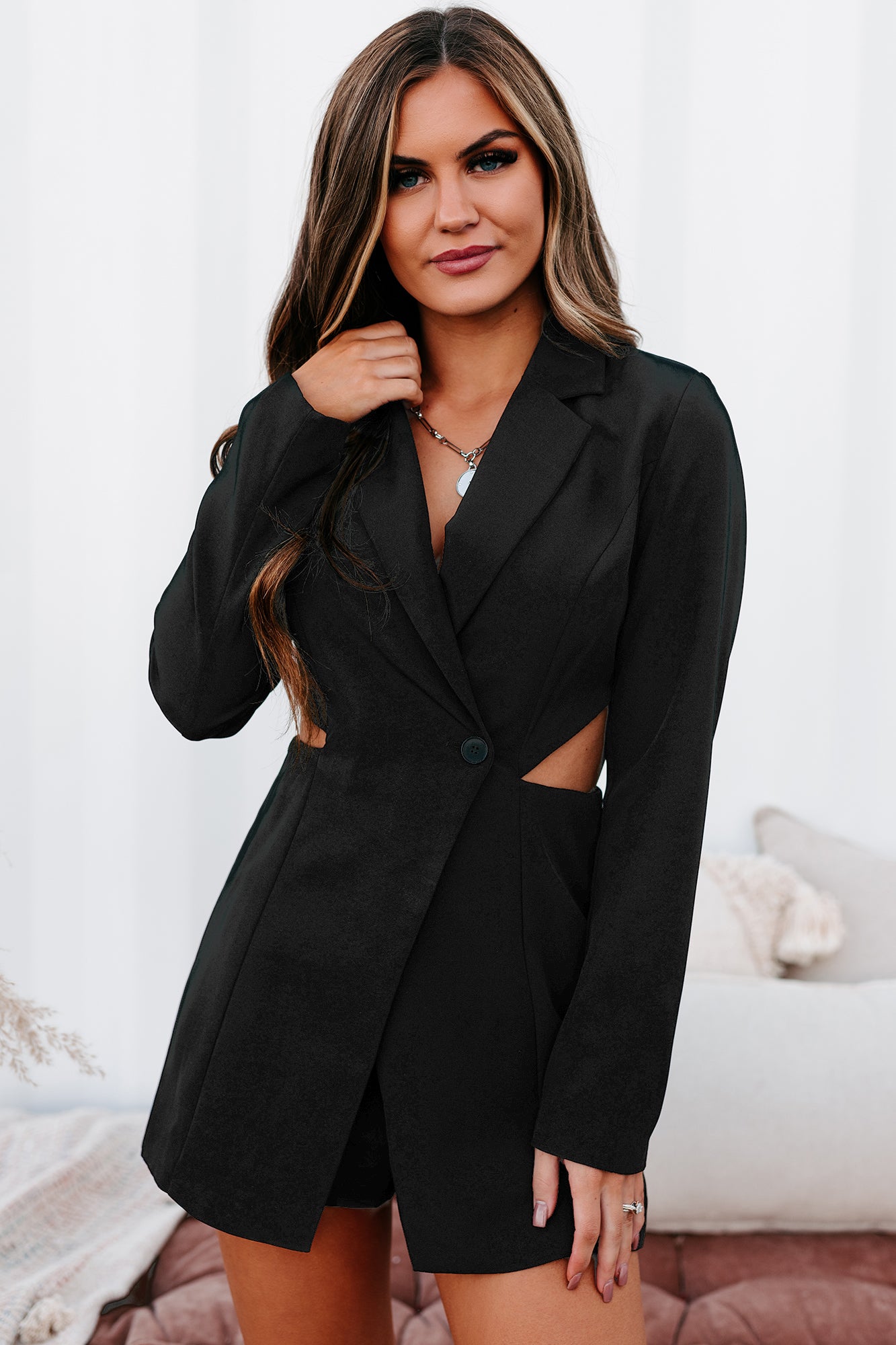 Call Me Boss Lady TheFormalWear Original Blazer Romper (Black)-The Formal Wear