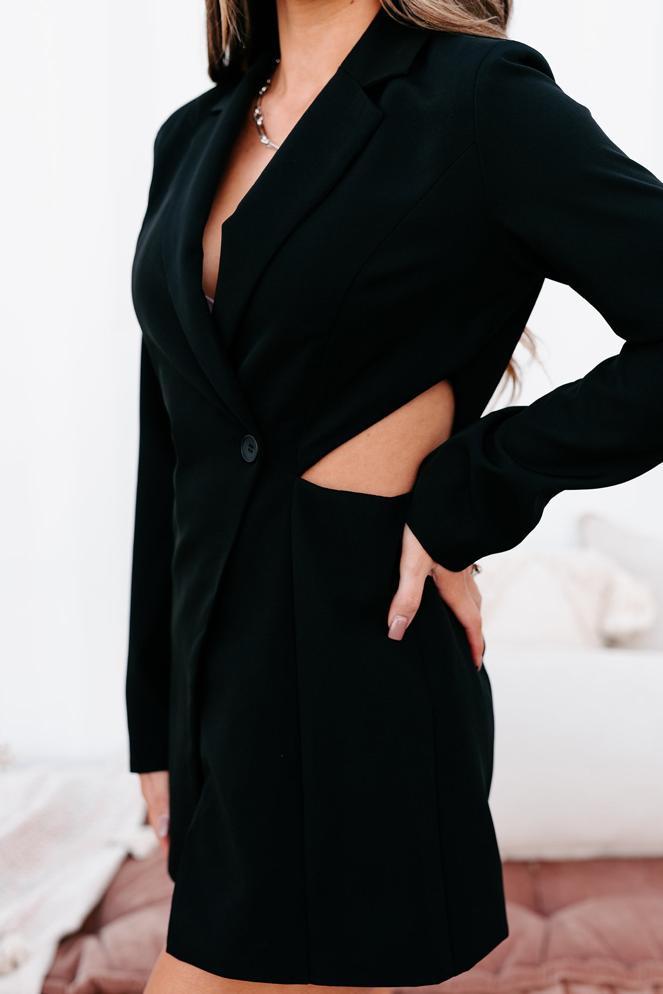 Call Me Boss Lady TheFormalWear Original Blazer Romper (Black)-The Formal Wear